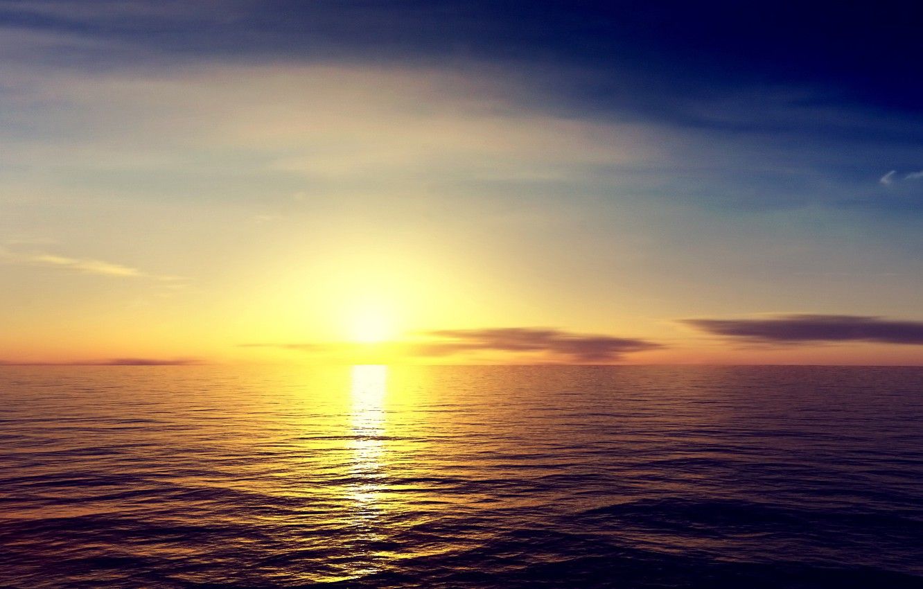 Wallpaper the sky, the sun, sunrise, the ocean, morning, morning sun image for desktop, section природа