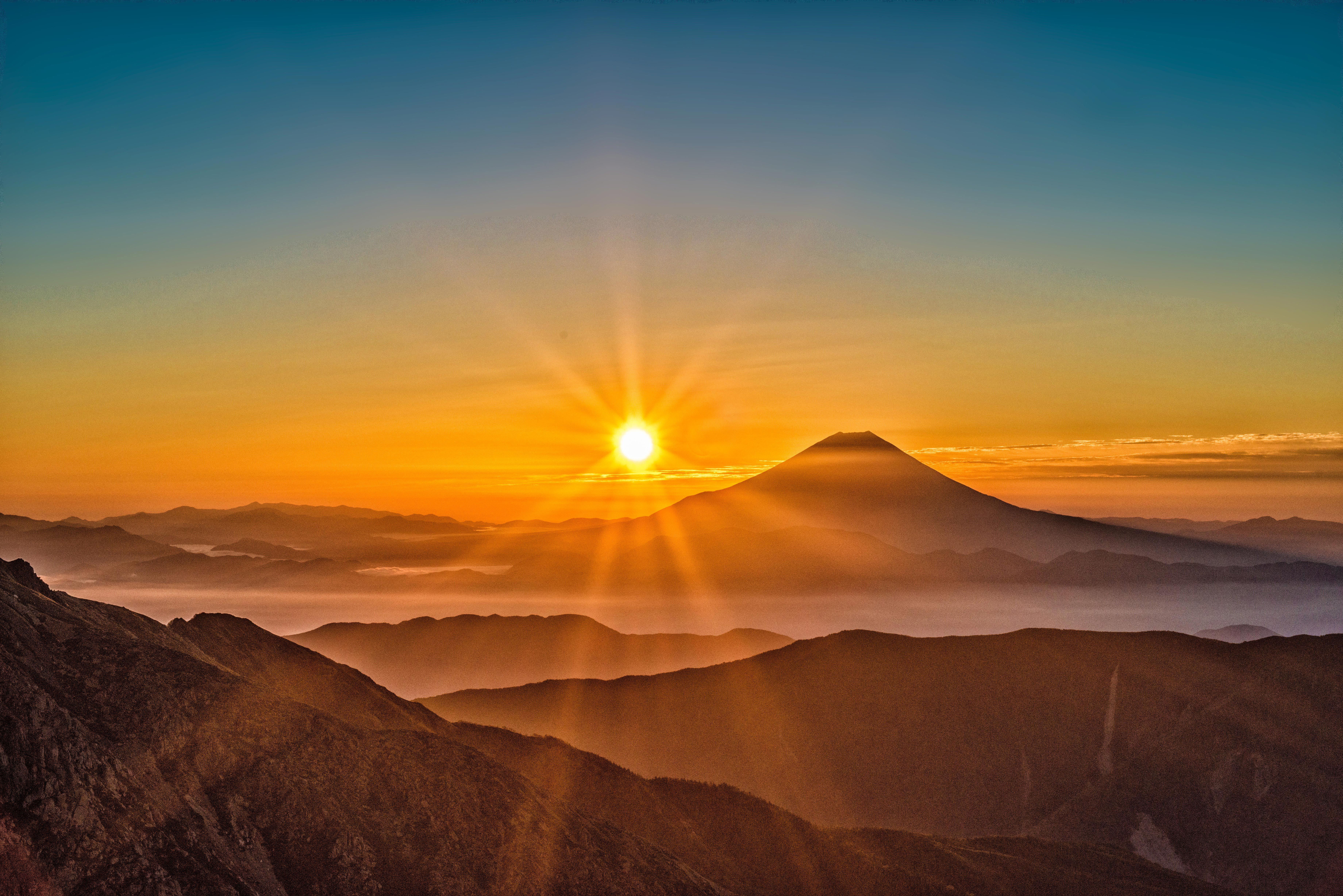Mount Fuji Morning Sun Rising 8k, HD Nature, 4k Wallpaper, Image, Background, Photo and Picture