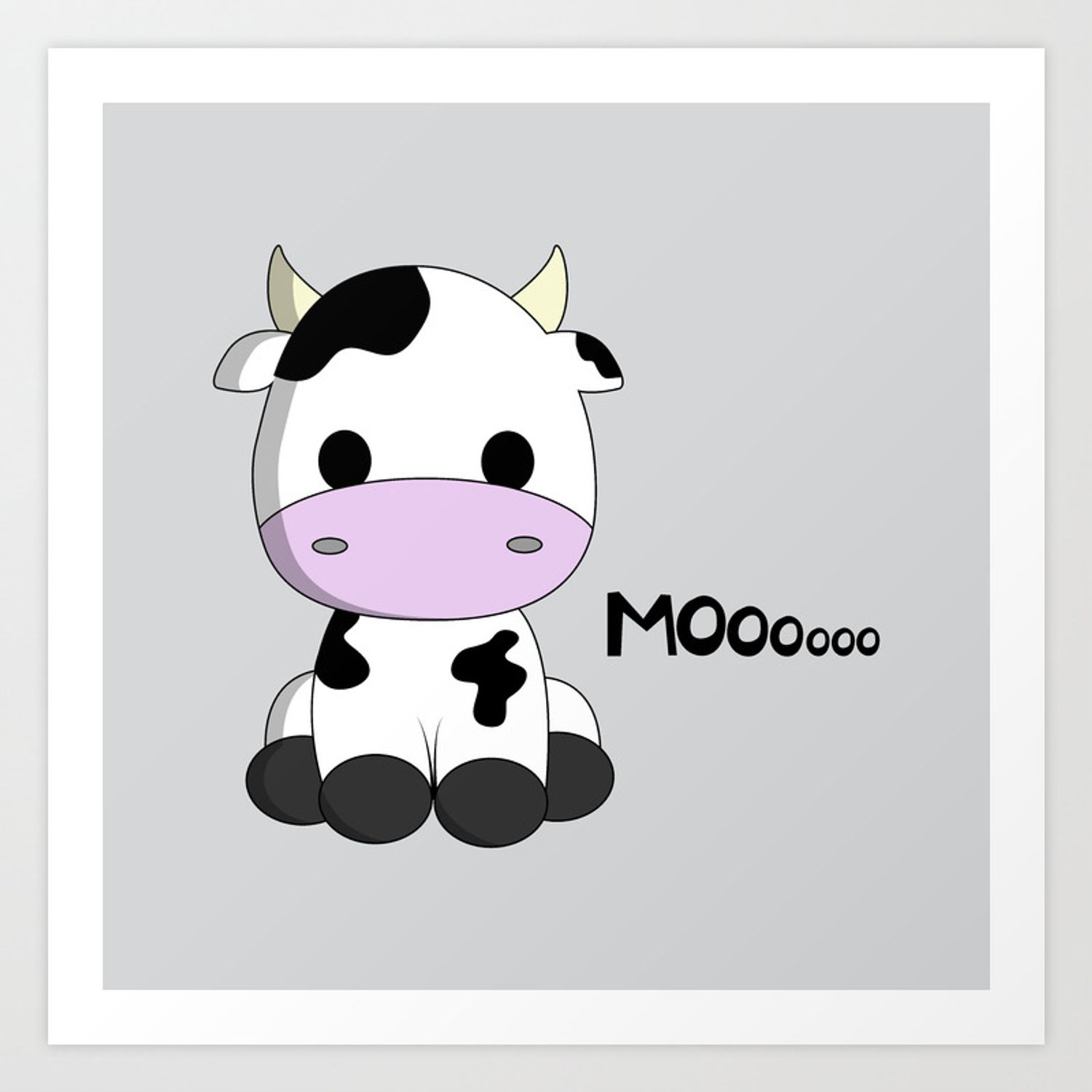 Cute baby cow cartoon Art Print