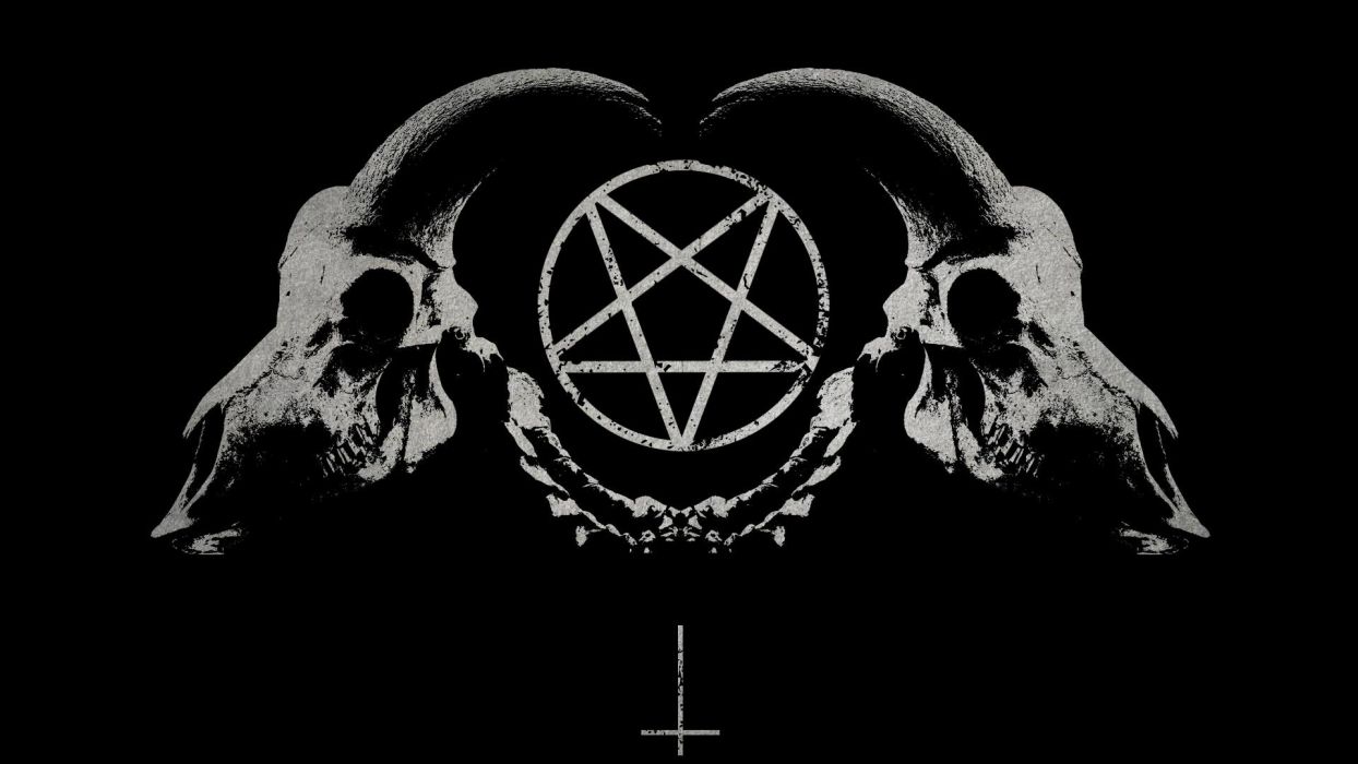 Dark horror gothic occult satan penta symbol skull horns wallpaperx1080