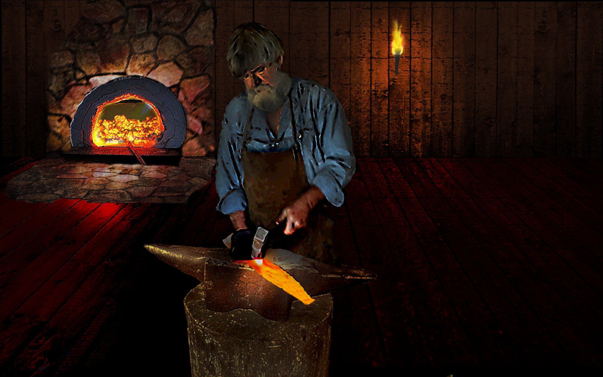 Dark blacksmith smithie forge craftsman hot coal wallpaperx1200