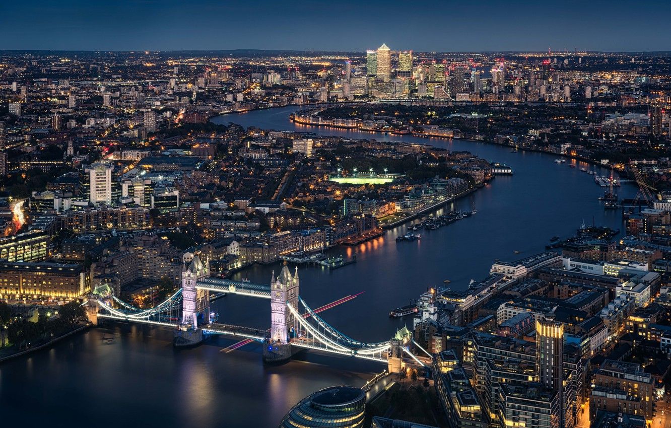 Wallpaper night, Tower Bridge, London, England, Thames River, cityscape, urban scene image for desktop, section город