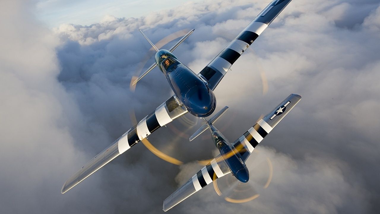 Photo Airplane p 51 mustang american aircraft ww2 Two Flight