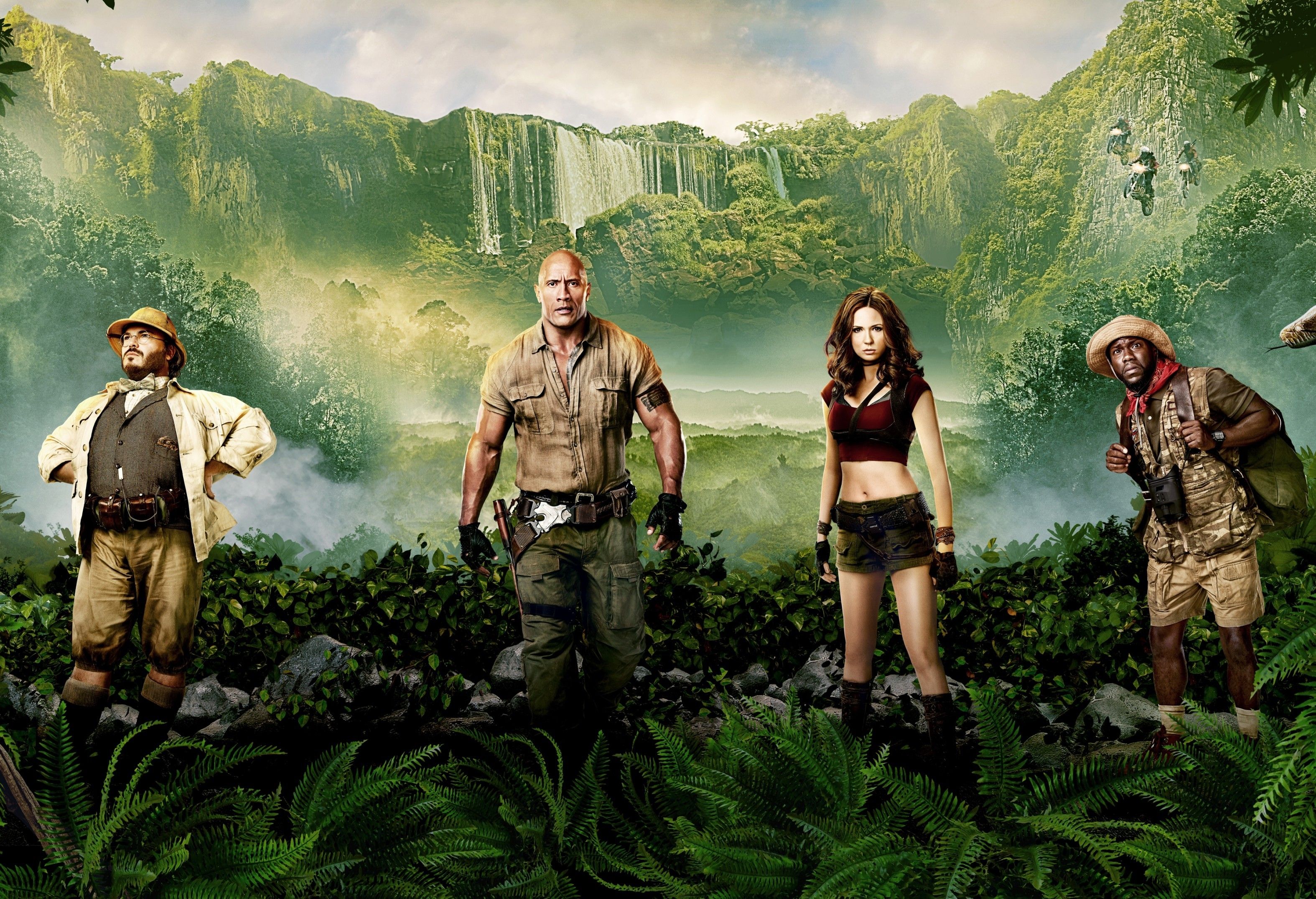 Download 3149x2150 Jumanji: Welcome To The Jungle, Karen Gillan, Dwayne Johnson, Kevin Hart, Jack Black Wallpaper
