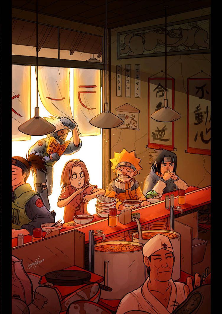 Team 7 at Ramen Ichiraku by paigeillustration. Wallpaper naruto shippuden, Naruto wallpaper, Naruto shippuden anime