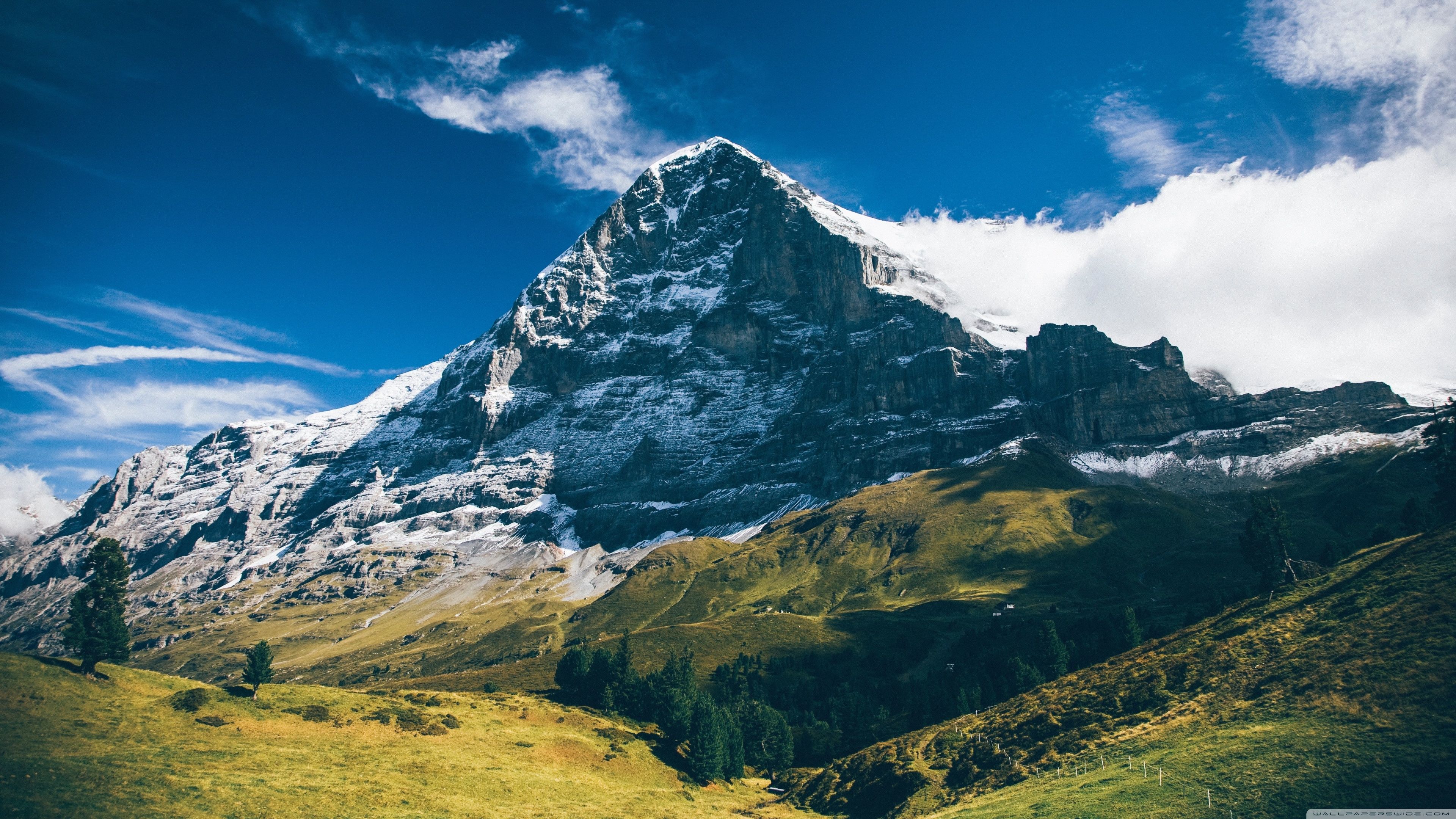 Eiger Mountain, Grindelwald, Switzerland Landscape Ultra HD Desktop Background Wallpaper for 4K UHD TV, Widescreen & UltraWide Desktop & Laptop, Tablet