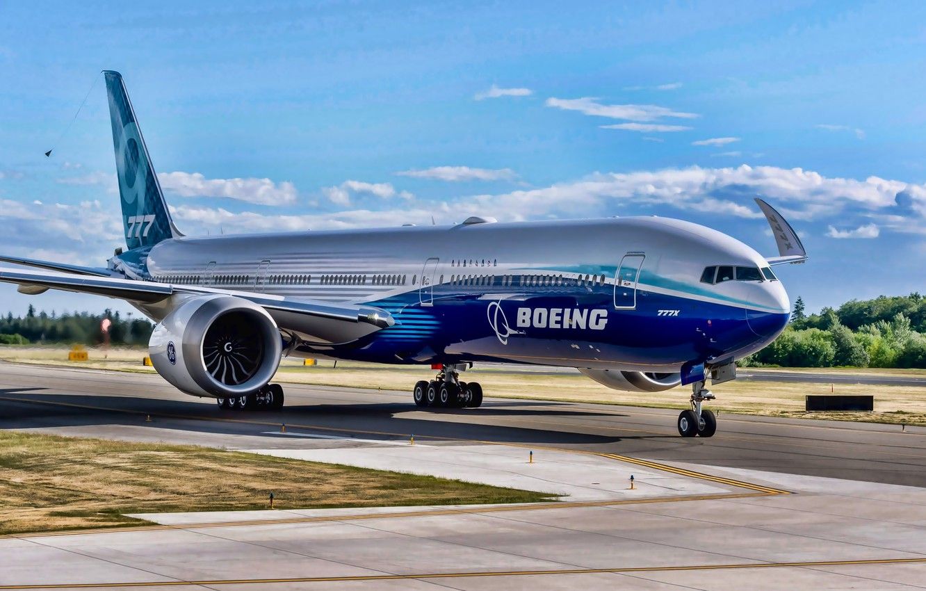Wallpaper The plane, Liner, Engine, Boeing, WFP, Boeing Airliner, Chassis, Boeing 777X, General Electric GE9X, 777X image for desktop, section авиация