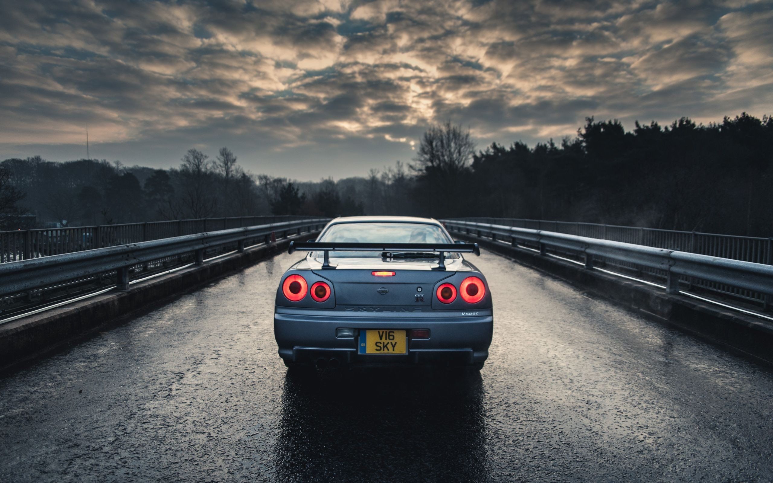 car, Nissan, Nissan Skyline GT R R Blue cars, Rain, Trees, Sky HD Wallpaper / Desktop and Mobile Image & Photo
