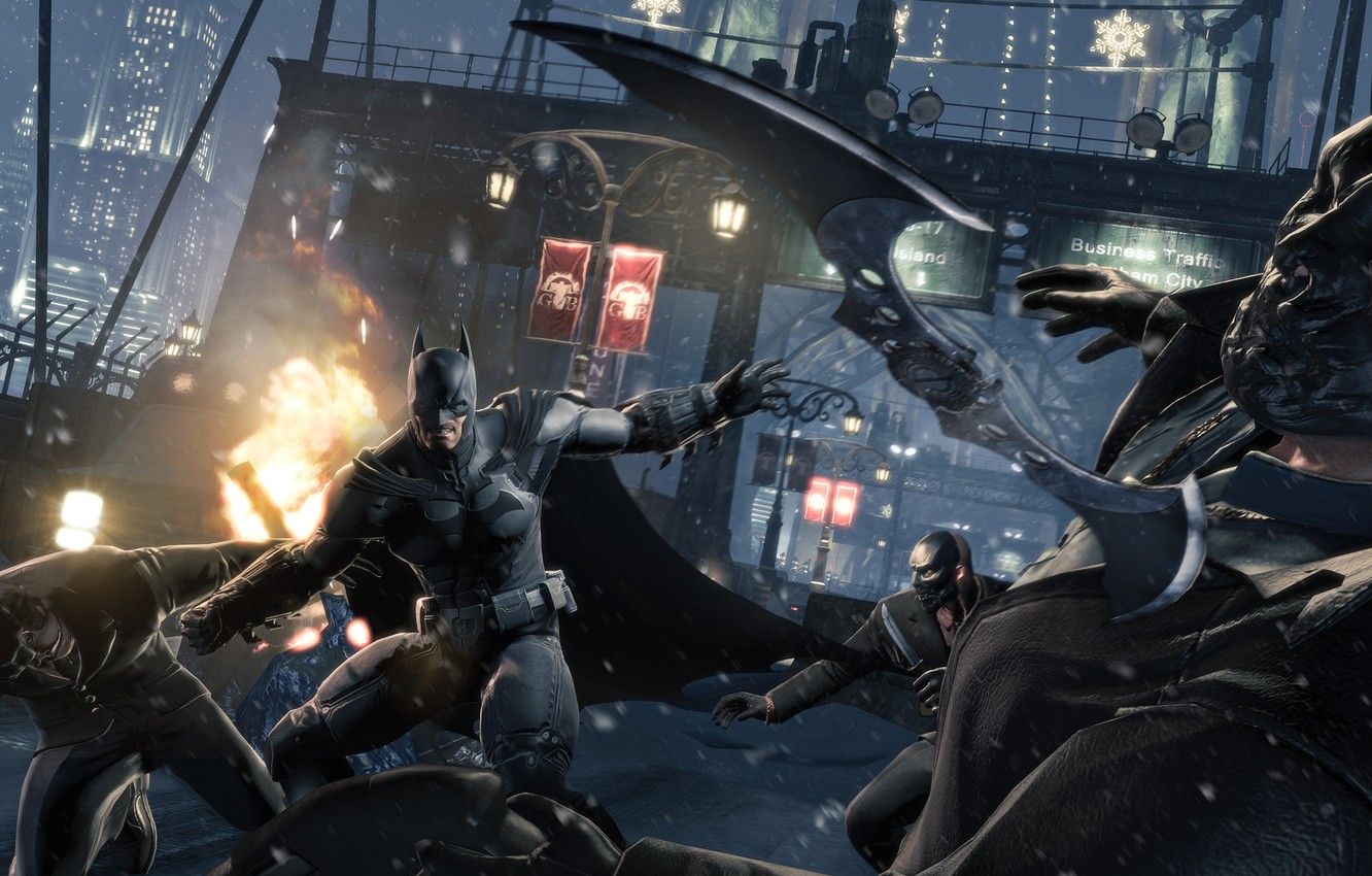 Wallpaper winter, Batman, battle, fight, Batman Arkham Origins, batarang image for desktop, section игры