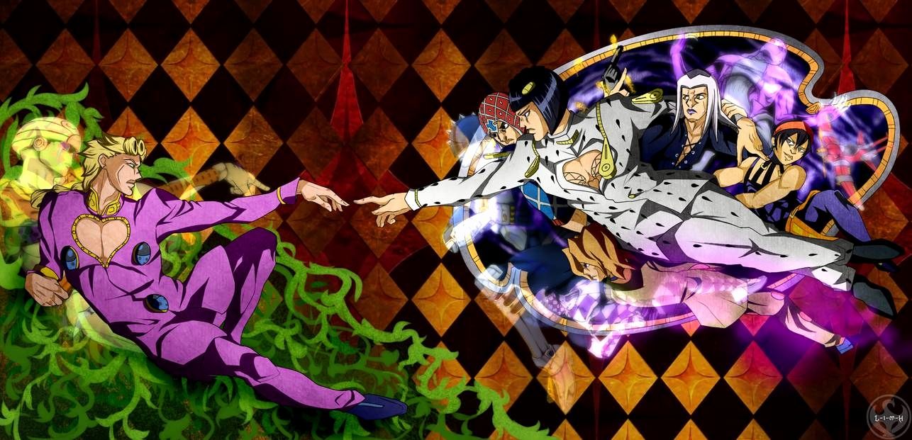 Download Caption: Iconic Jojo Pose in Action Wallpaper