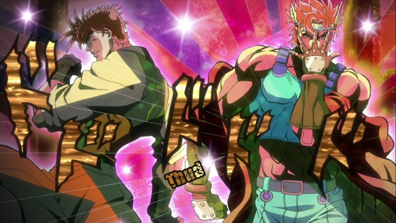 Download Caption: Iconic Jojo Pose in Action Wallpaper