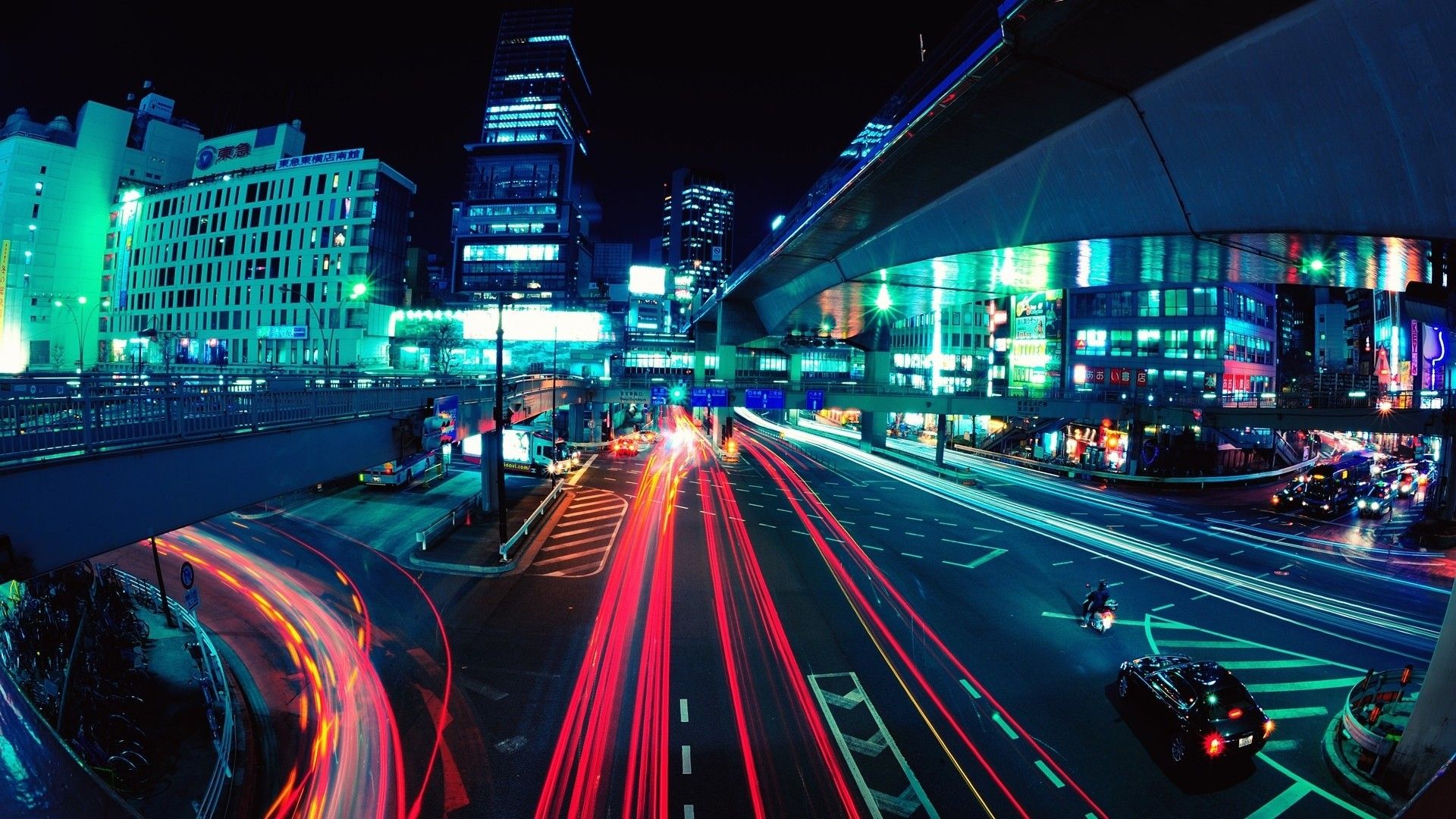 Download 1920x1080 Tokyo, Streets, Timelapse, Japan, Buildings, Night Wallpaper for Widescreen