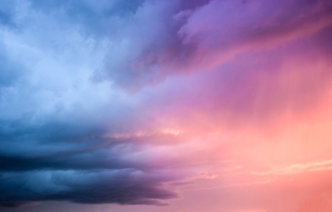 Wallpaper the storm, purple, the sky, light, sunset, blue, clouds, color image for desktop, section природа