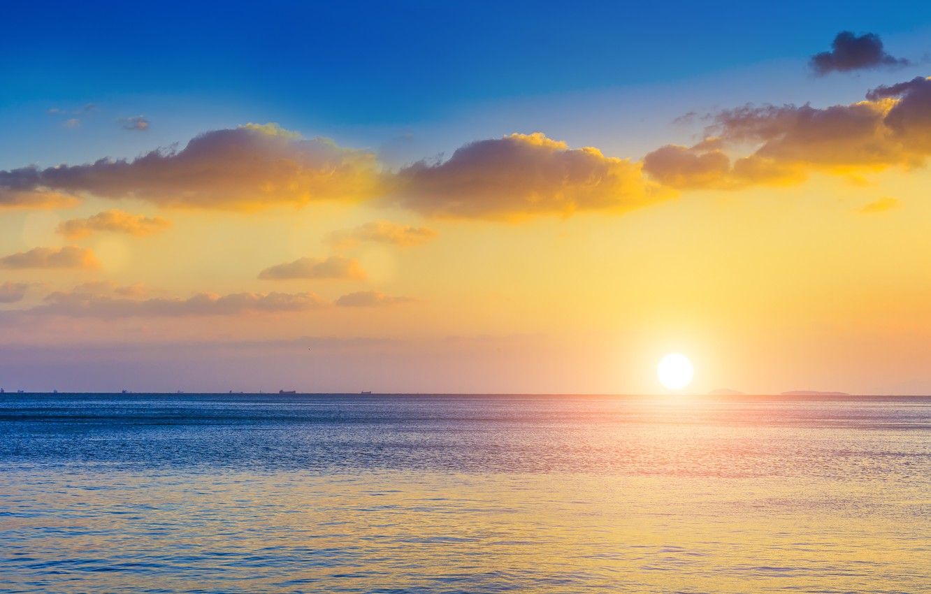 Wallpaper sea, color, the sun, clouds, sunset, bright image for desktop, section пейзажи
