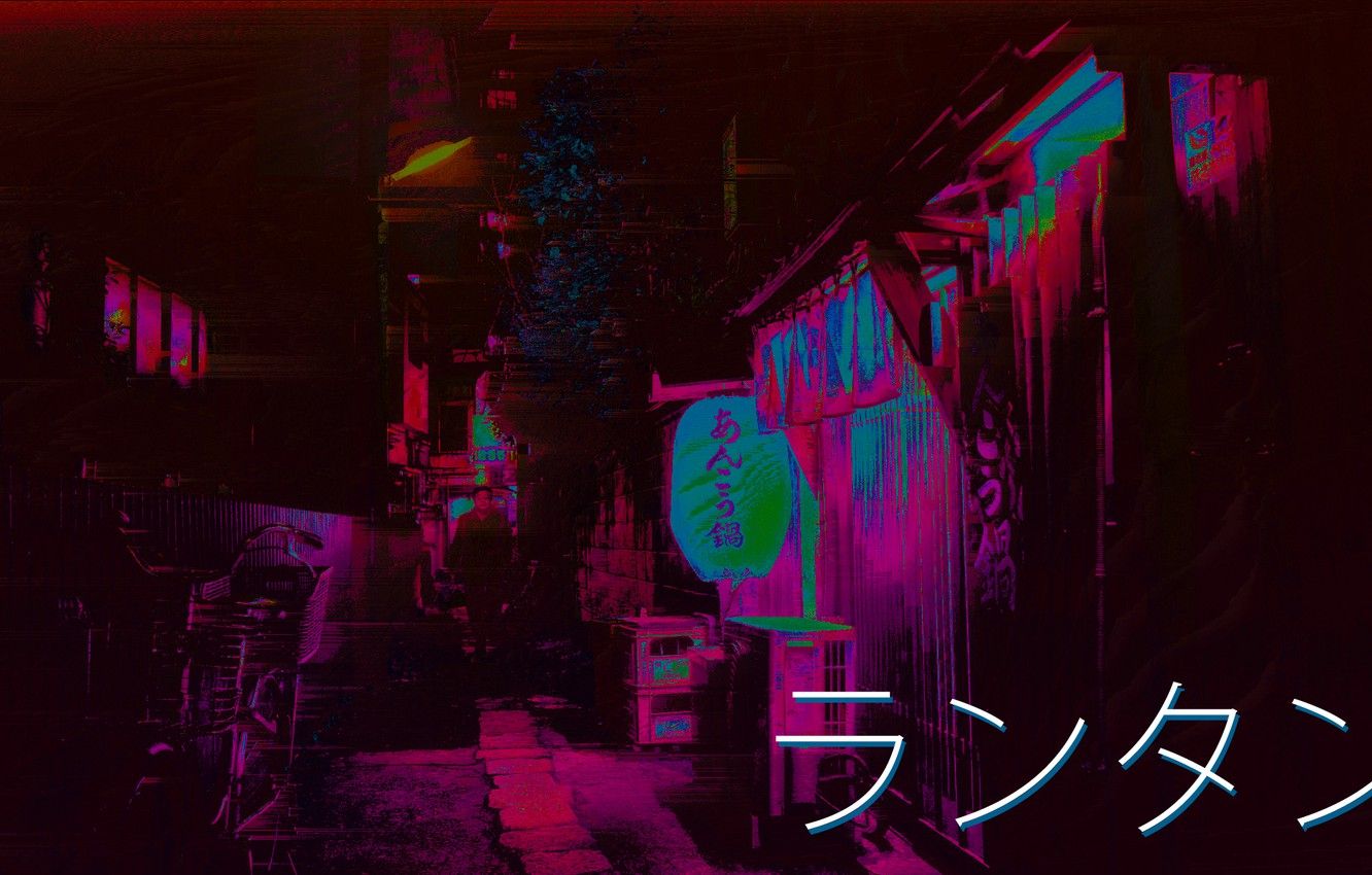 Wallpaper Night, Street, Japan, Vaporwave, Glitch image for desktop, section город