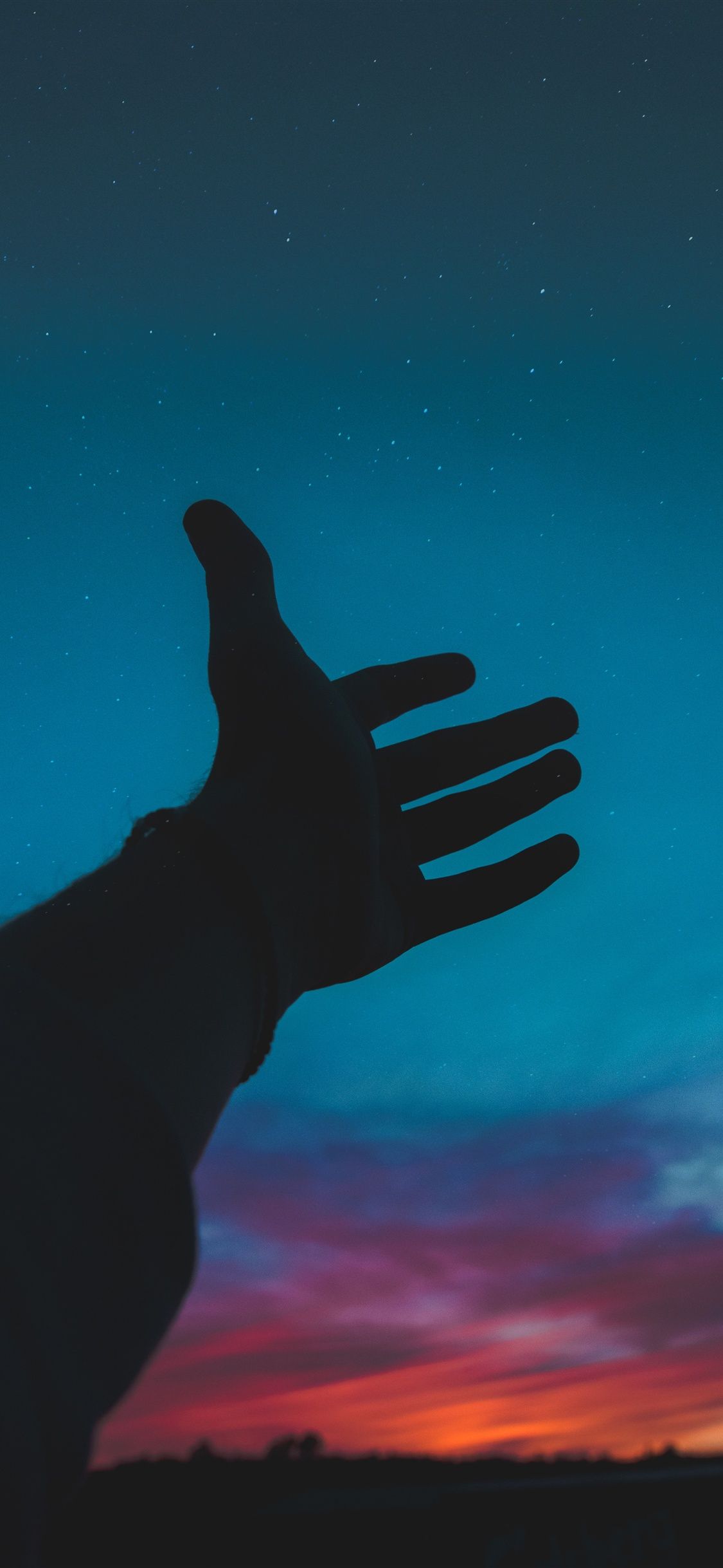 Hand, night, sky, silhouette iPhone XS Max, X 3GS wallpaper download