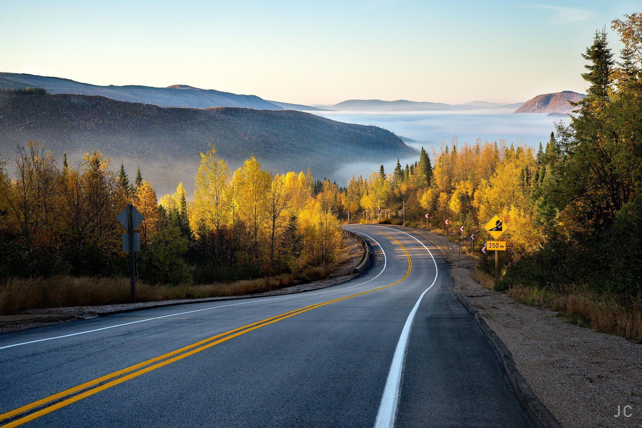Photos for free autumn, winding road, forest the desktop