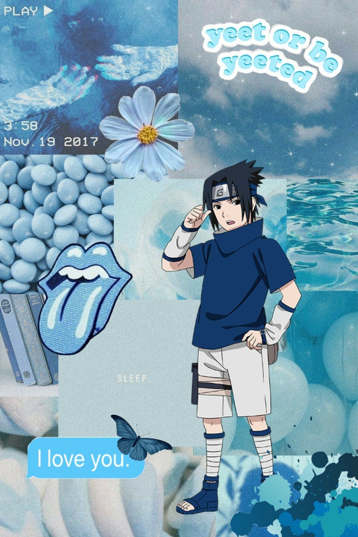 Blue Anime Aesthetic Sasuke Wallpaper HD