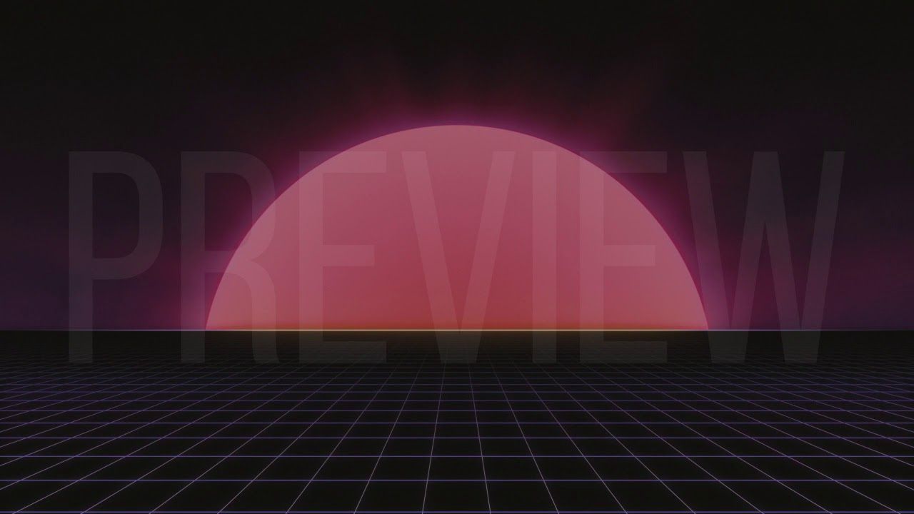 80s Retro Sun and Grid Seamlessly Looping Animated Background. Animation background, Background, Animation