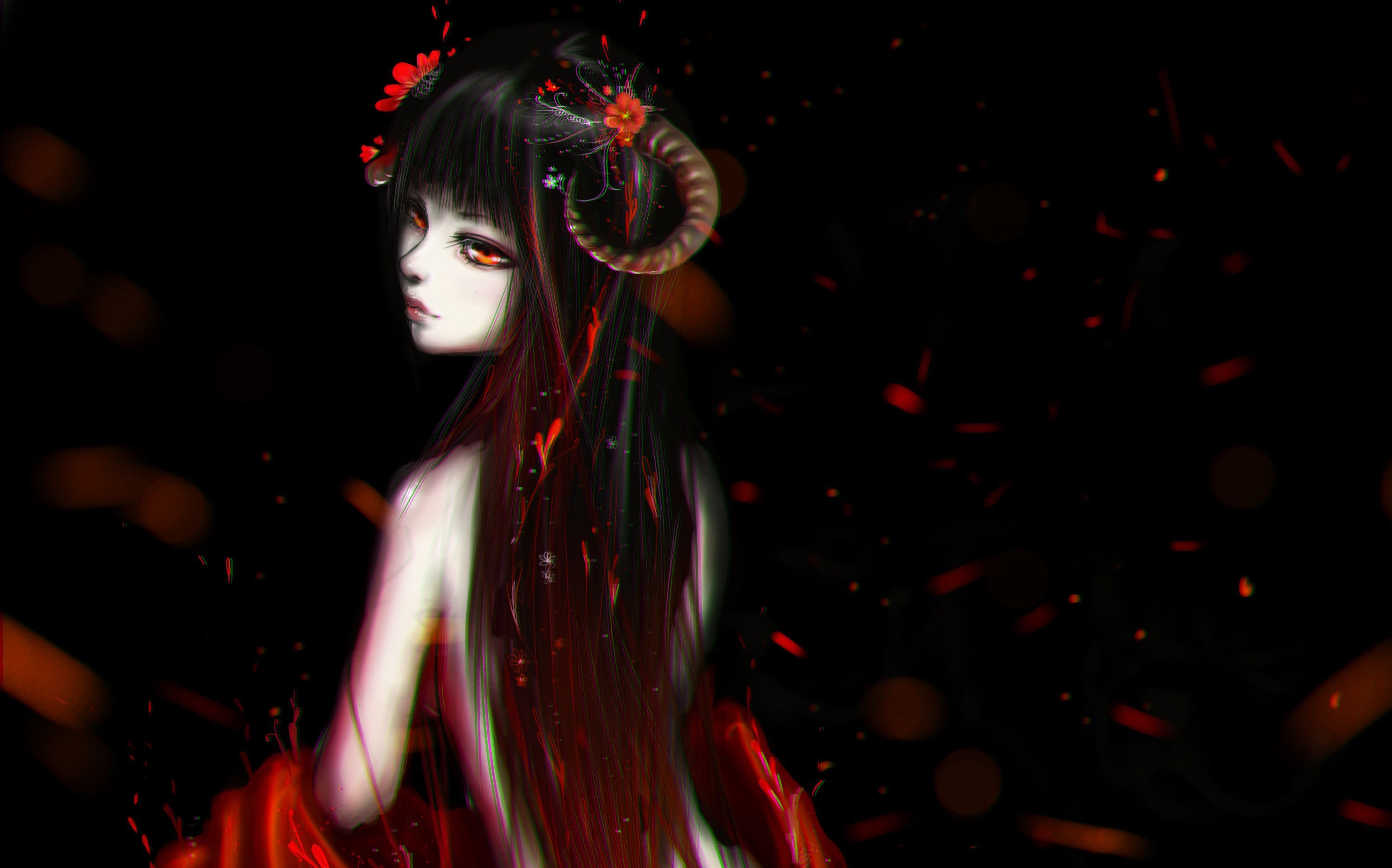 Anime Demon Girl With Black Hair And Red Eyes 3298