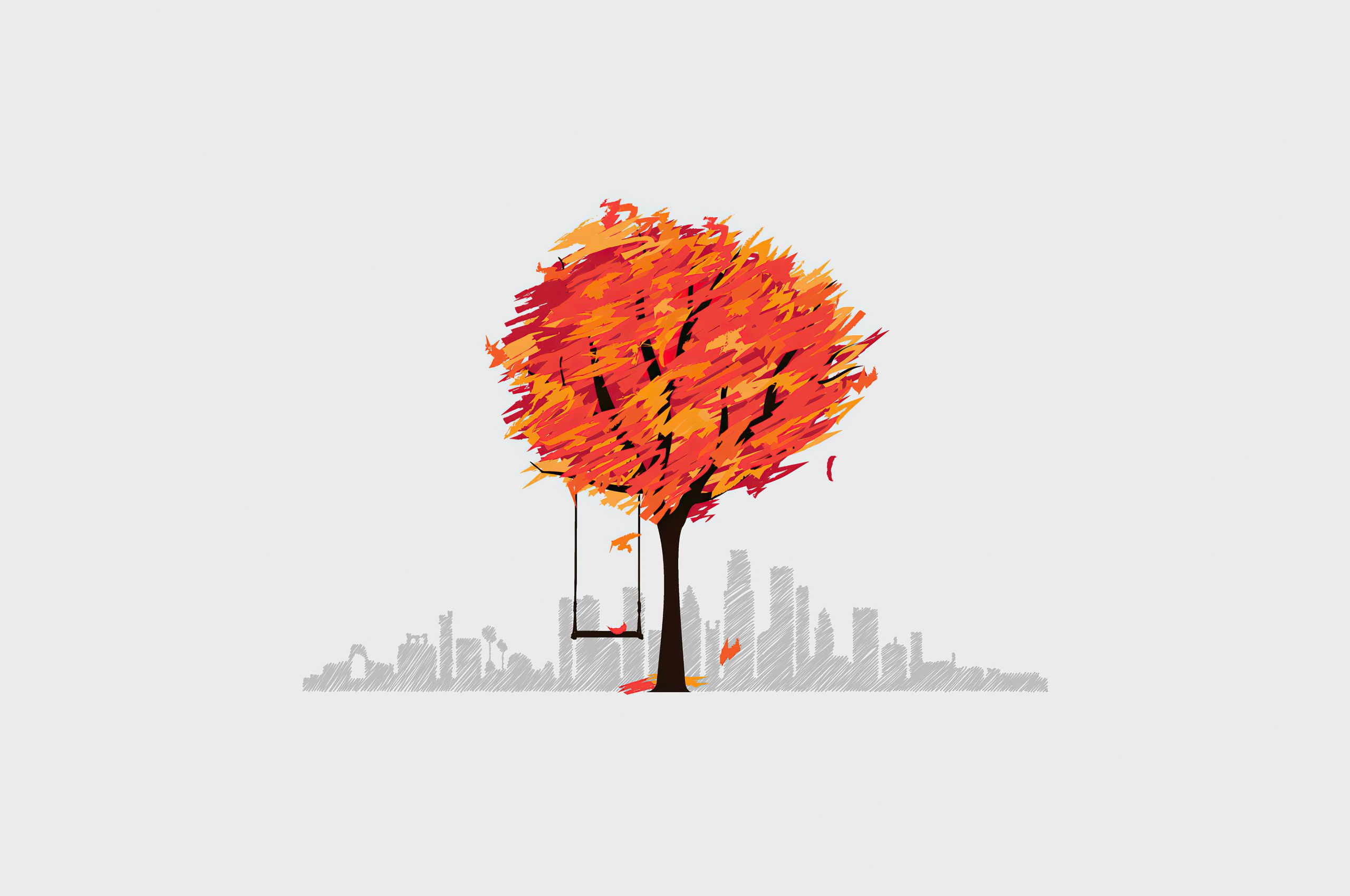 Autumn Tree Minimal Art 4k Chromebook Pixel HD 4k Wallpaper, Image, Background, Photo and Picture