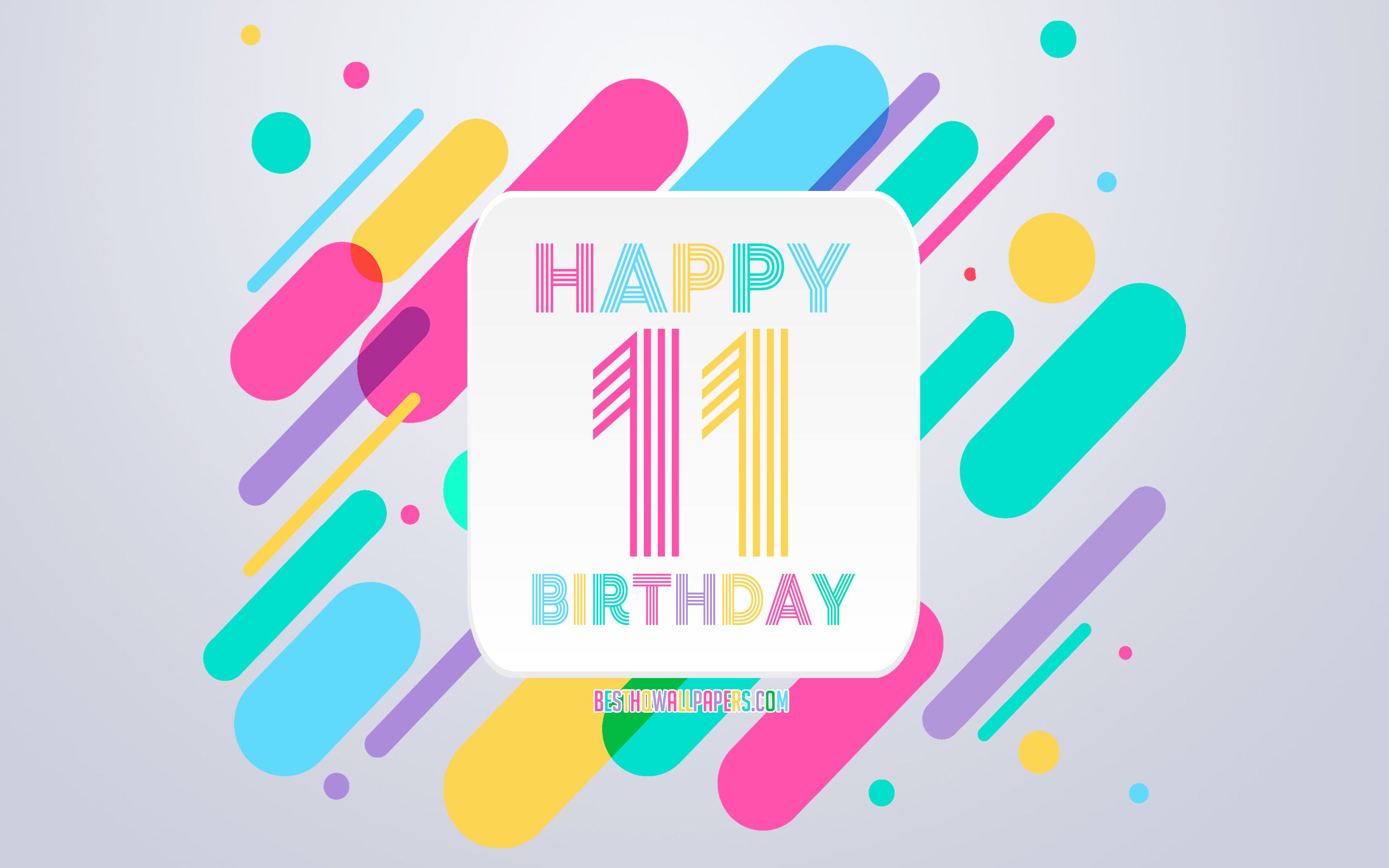 Download wallpaper Happy 11 Years Birthday, Abstract Birthday Background, Happy 11th Birthday, Colorful Abstraction, 11th Happy Birthday, Birthday lines background, 11 Years Birthday, 11 Years Birthday party for desktop with resolution 2880x1800