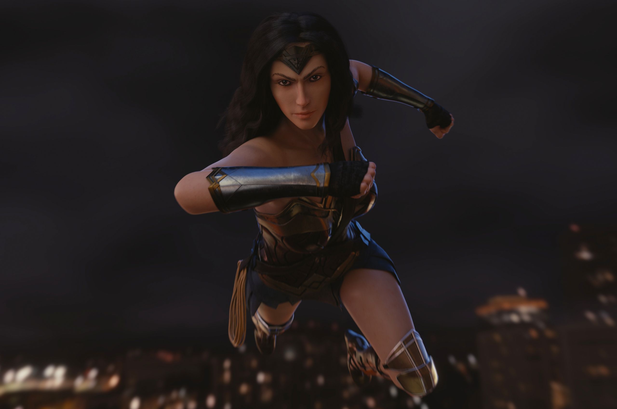 Wonder Woman Flying In The Air Art Chromebook Pixel HD 4k Wallpaper, Image, Background, Photo and Picture