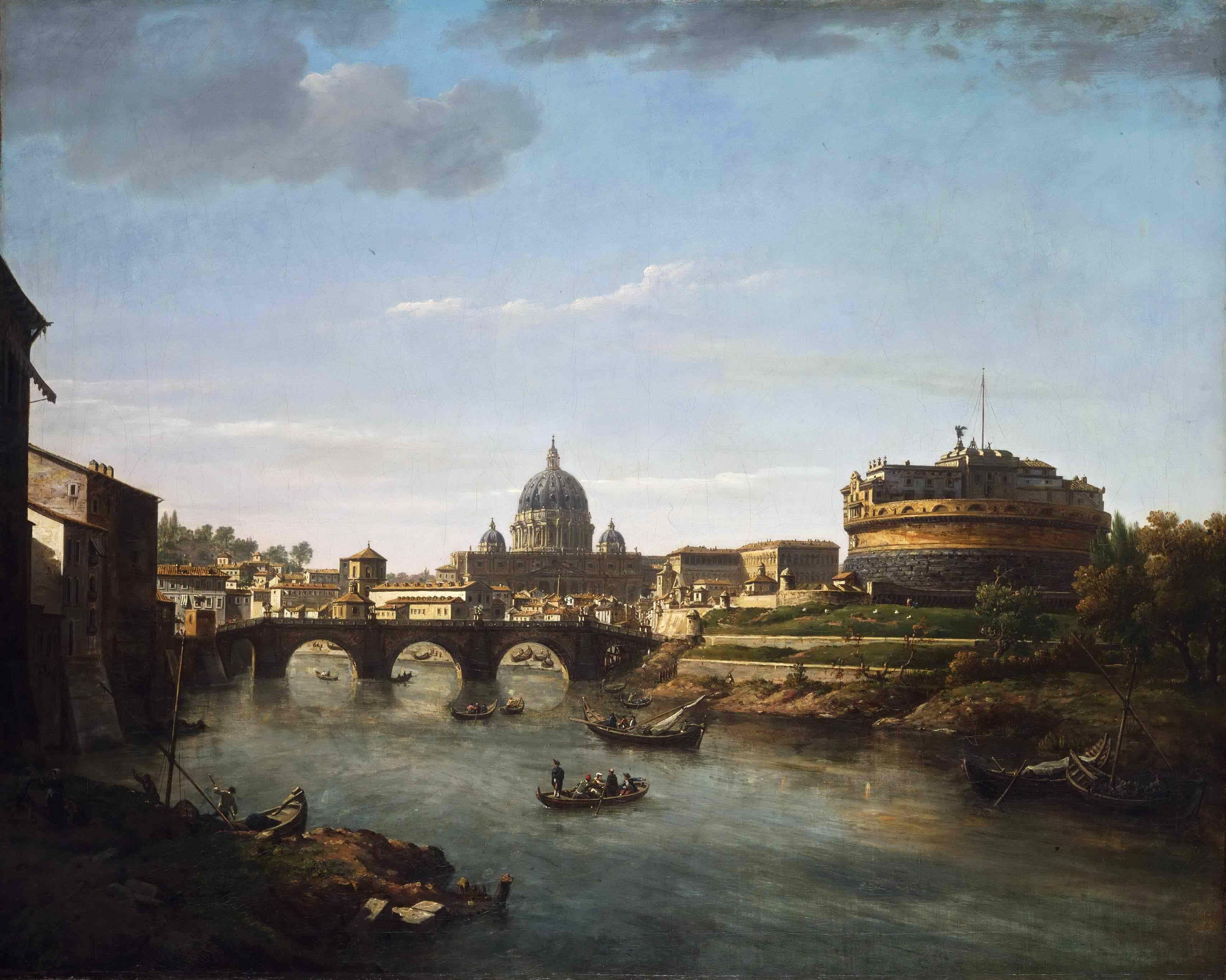 Bridge Cathedral Rome william marlow picture artwork painting wallpaperx2731