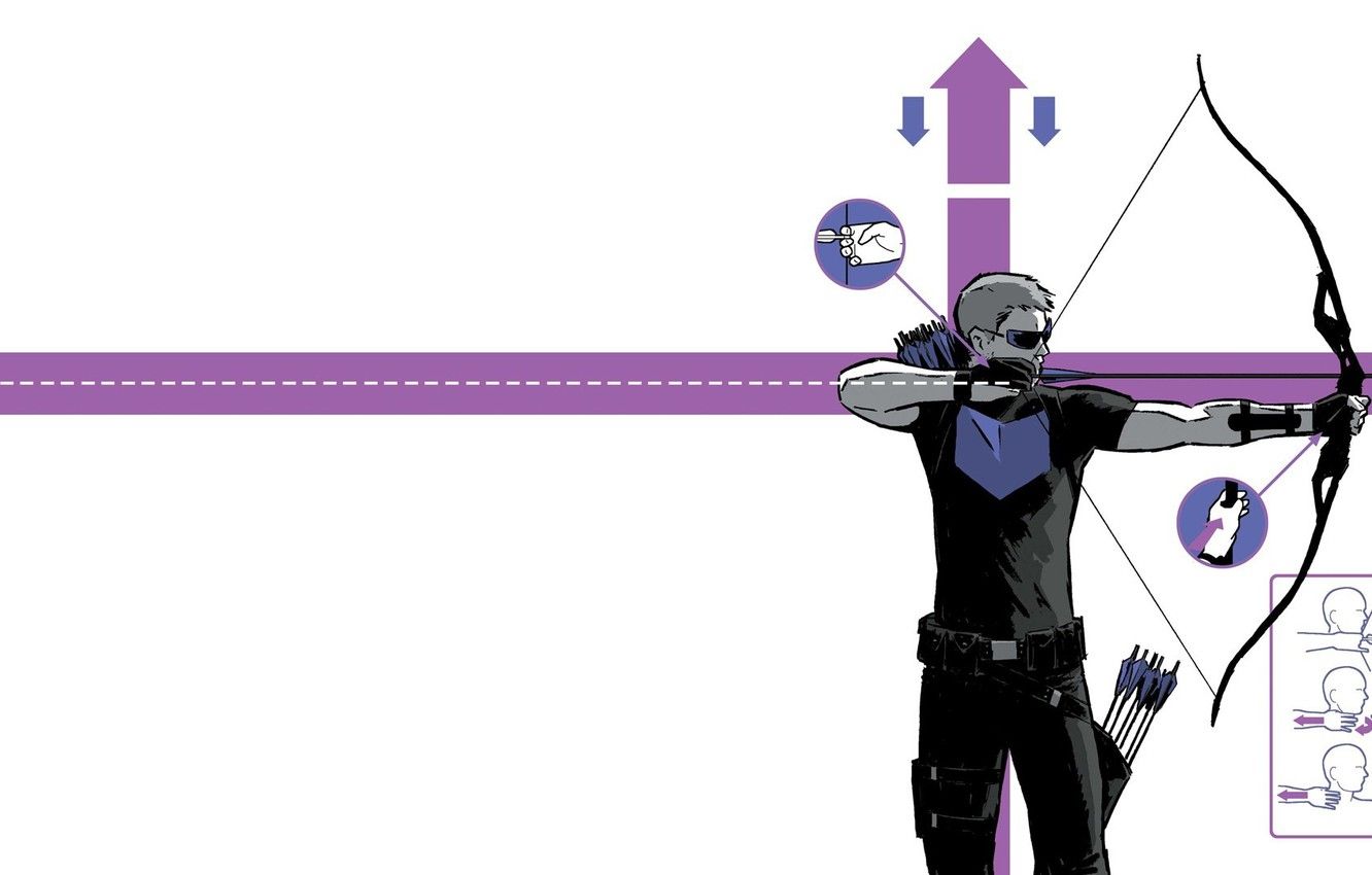 Wallpaper pose, technique, bow, form, arrows, Marvel Comics, Hawkeye image for desktop, section фантастика