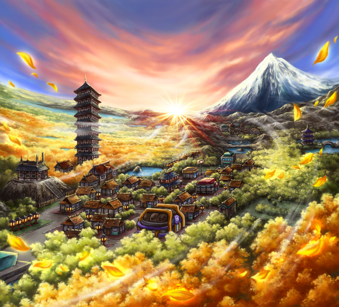 Ecruteak City in Johto, artwork by Midori Harada for HeartGold and SoulSilver. Pokemon, Pokemon fan art, Pokemon art