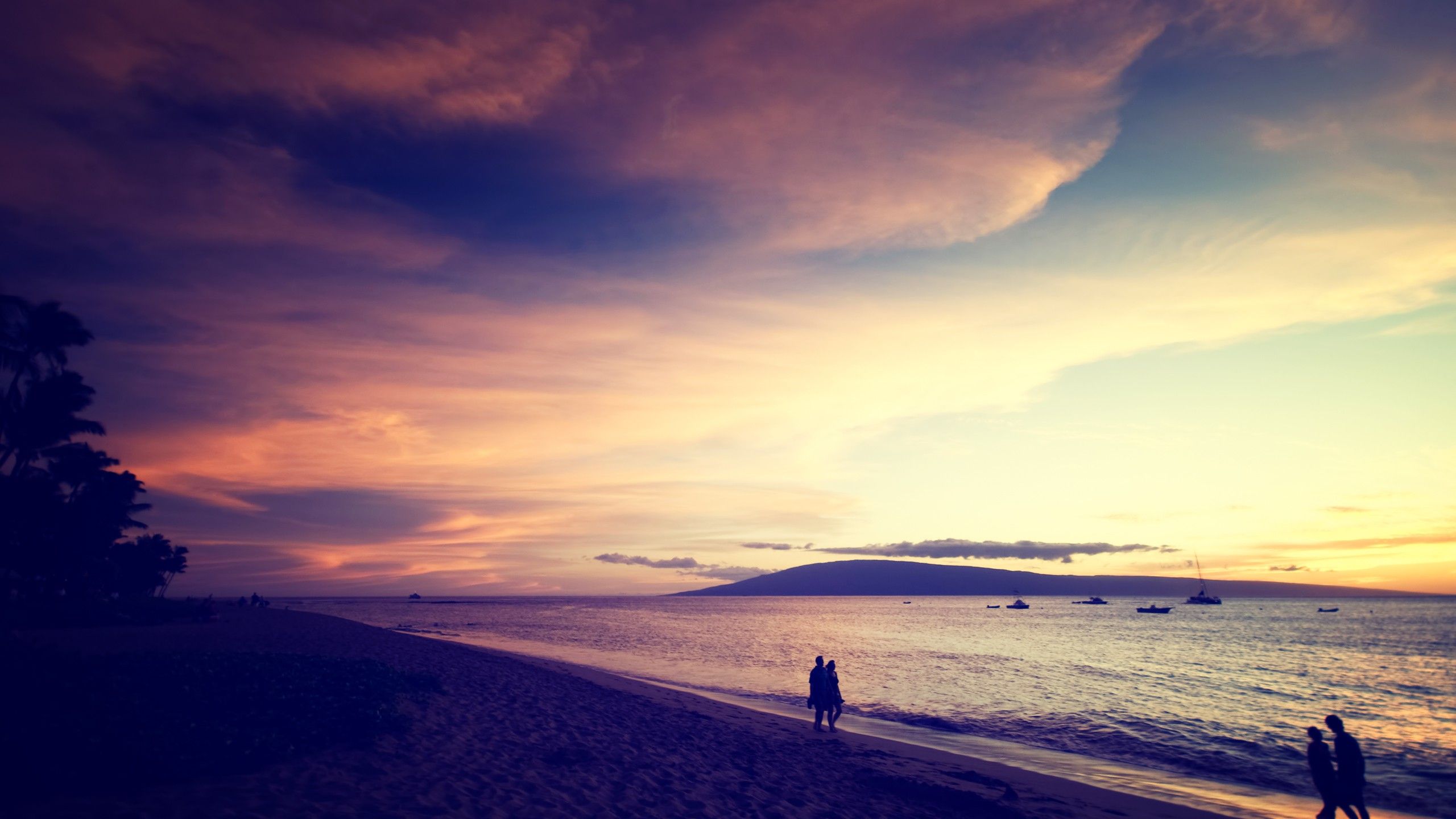 Wallpaper Sunset, Kaanapali Beach, Maui, Couple, HD, Photography / Editor's Picks,. Wallpaper for iPhone, Android, Mobile and Desktop