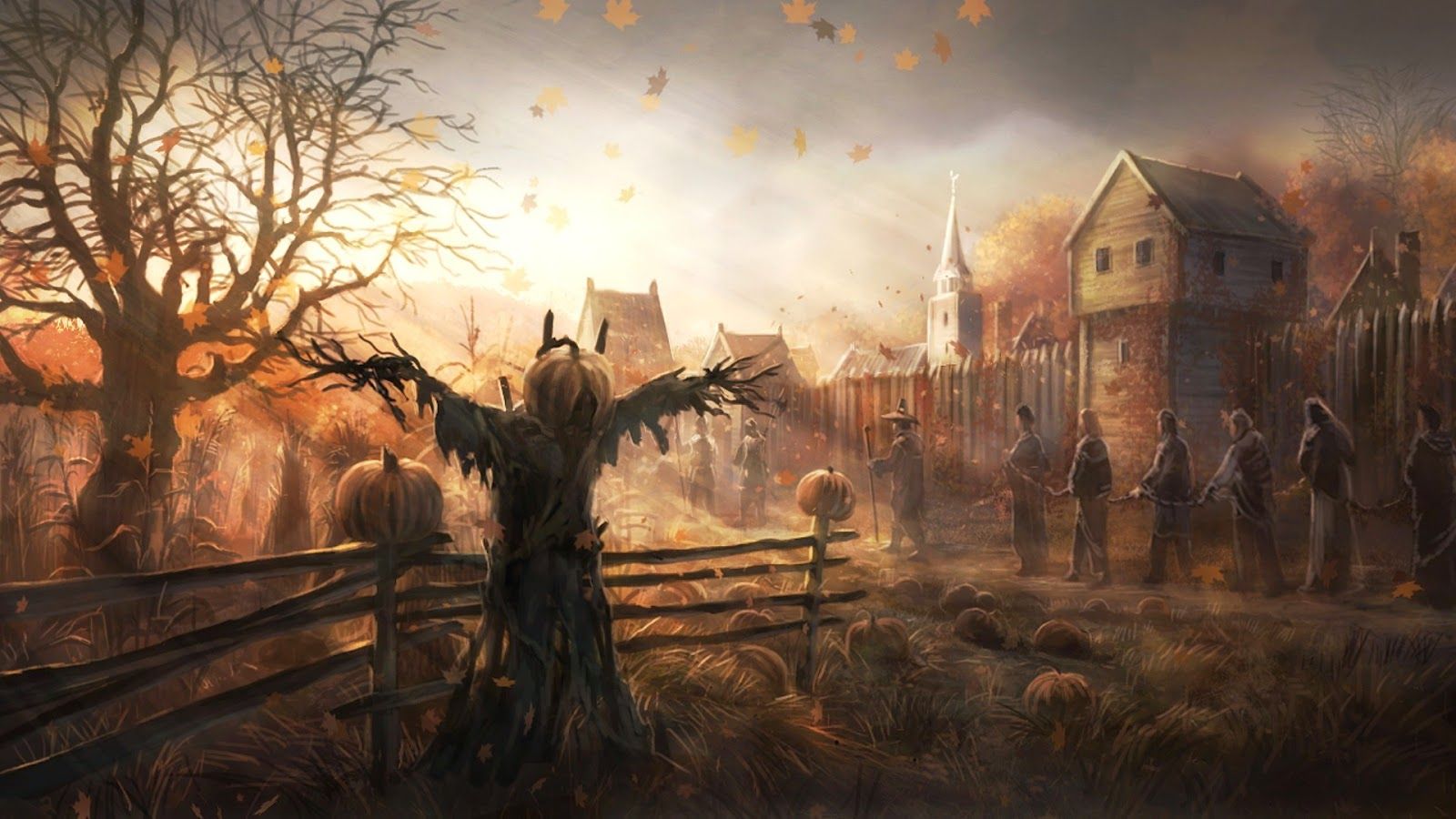 Halloween scary horror nights scarecrow pumpkin haunted house HD image