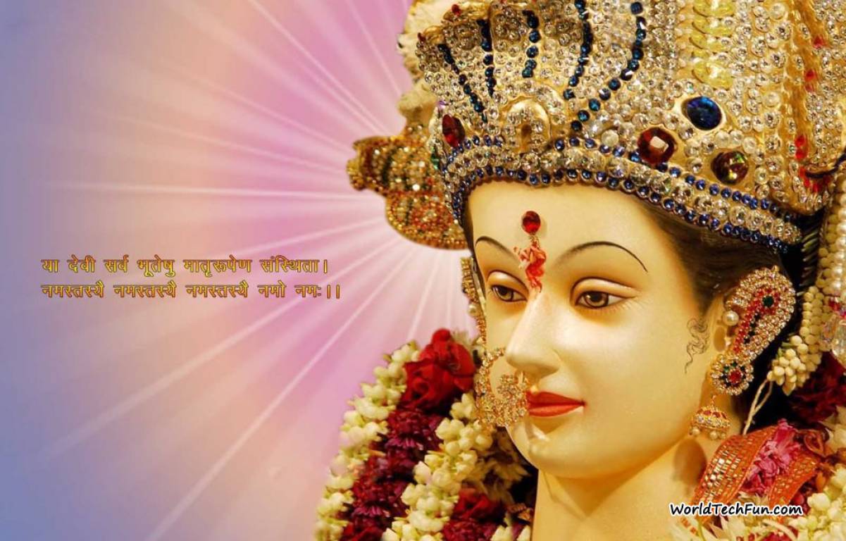 Maa Durga Full Hd Wallpaper With Quotes For Wishing Happy Navratri