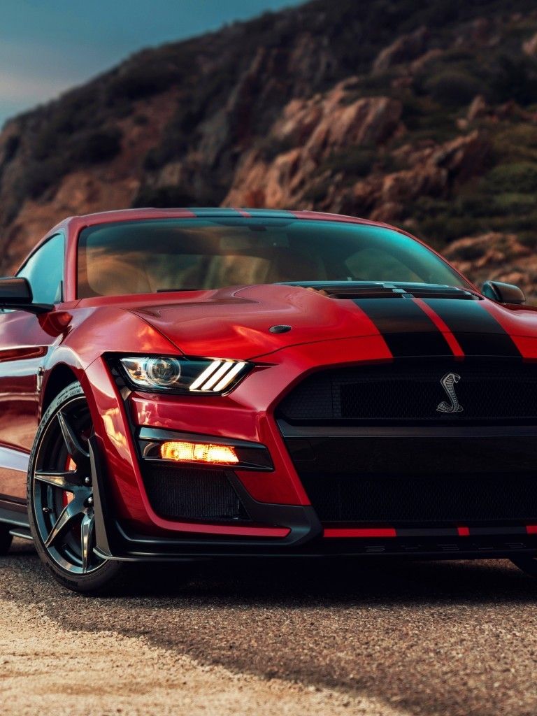 Download 768x1024 Ford Mustang Shelby Gt500 Red And Black, Muscle Cars Wallpaper for Apple iPad Apple iPad Mini