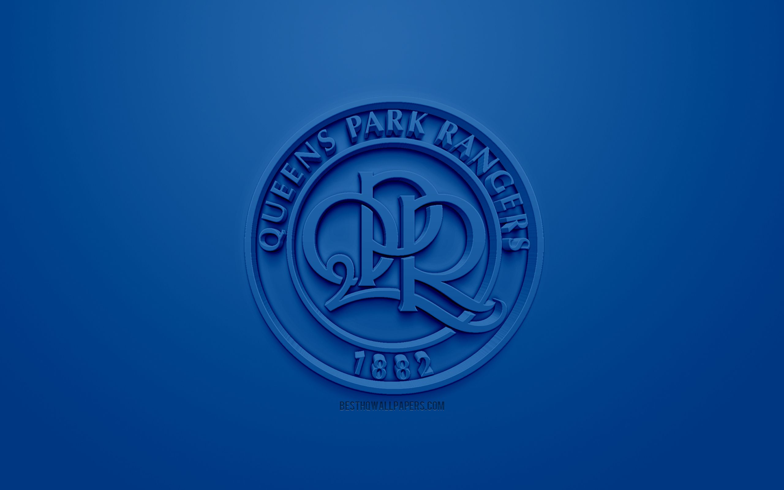 Download wallpaper Queens Park Rangers FC, QPR, creative 3D logo, blue background, 3D emblem, English football club, EFL Championship, White City, London, England, UK, English Football League Championship, 3D art, football, 3D