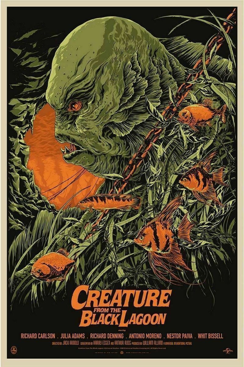 Art Creature From The Black Lagoon Universal Monsters Poster Unframed Satin Paper Poster, Framed Canvas Wall Decor. Movie posters vintage, Movie posters vintage originals, Film posters vintage