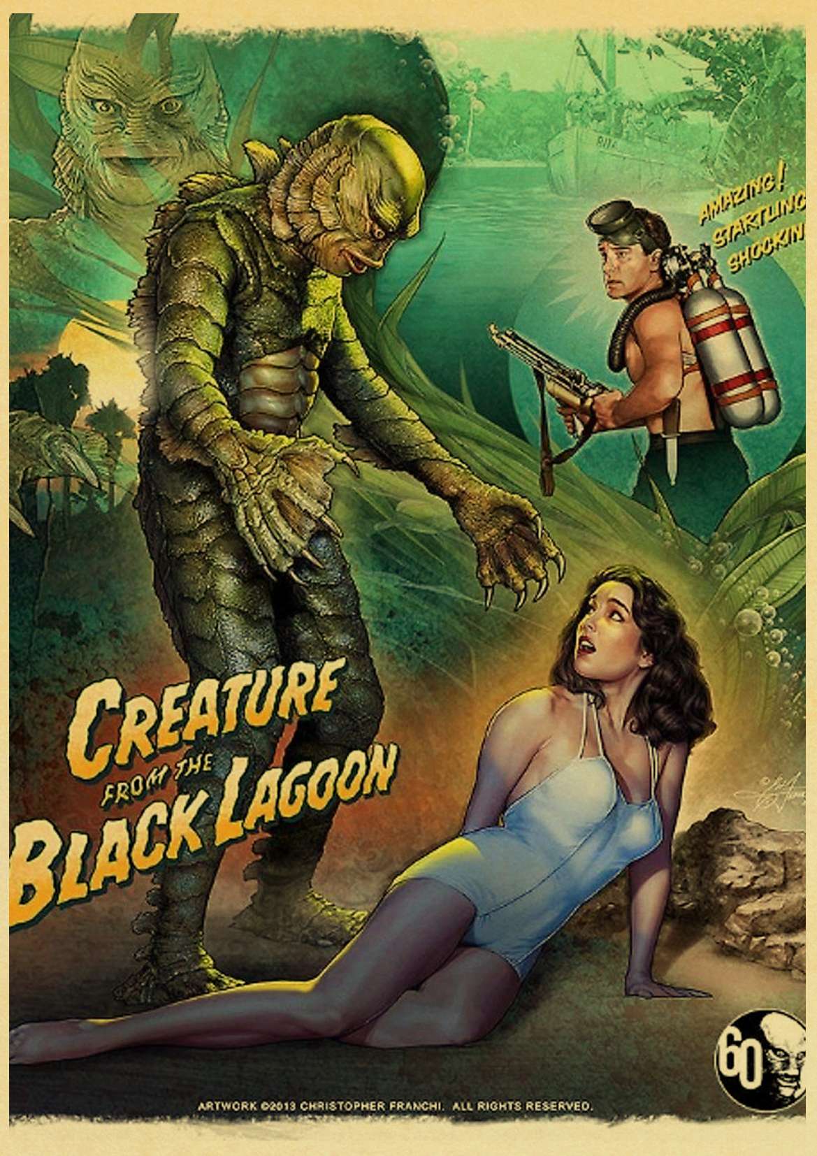 Creature From The Black Lagoon Horror Vintage Movie Silk Fabric Poster Art Posters Art roomburgh.nl