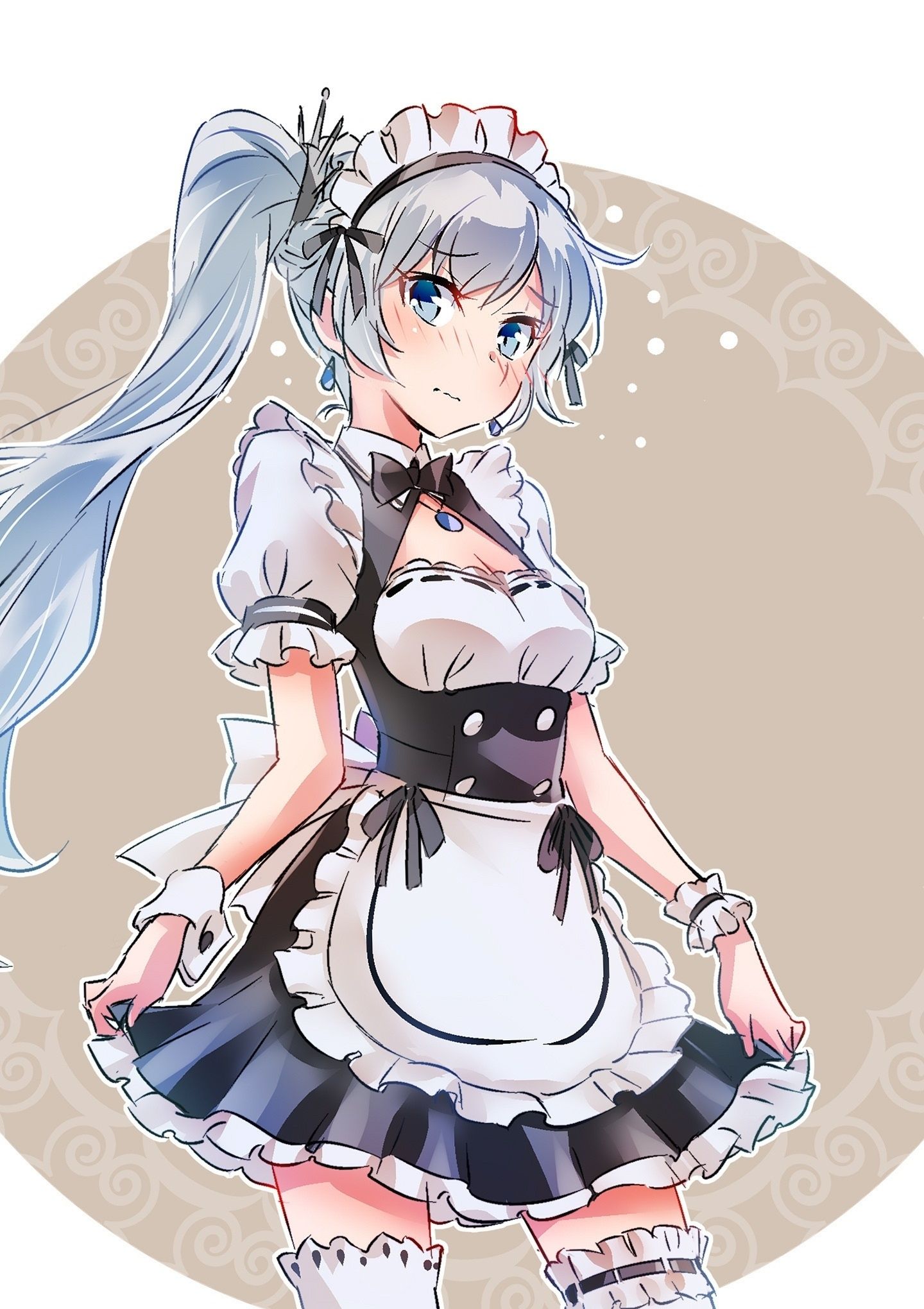 Download 1440x2880 wallpaper maid, weiss schnee, anime girl, lg v30, lg g6, 1440x2880 HD image, background, 6081