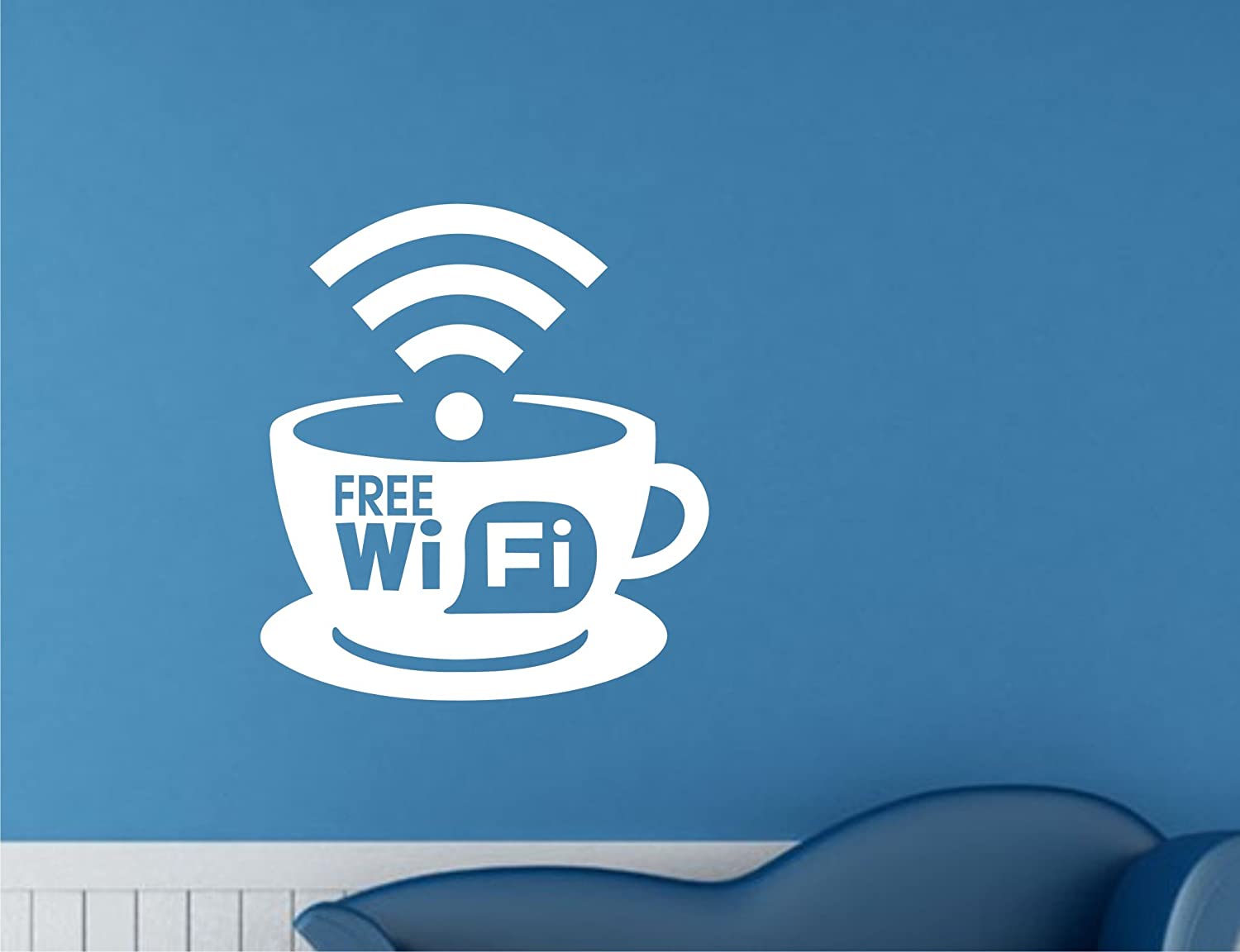 Buy Coffee Mug with WiFi Network White Wall Sticker and Wallpaper Size(59 * 65) cm Online at Low Prices in India