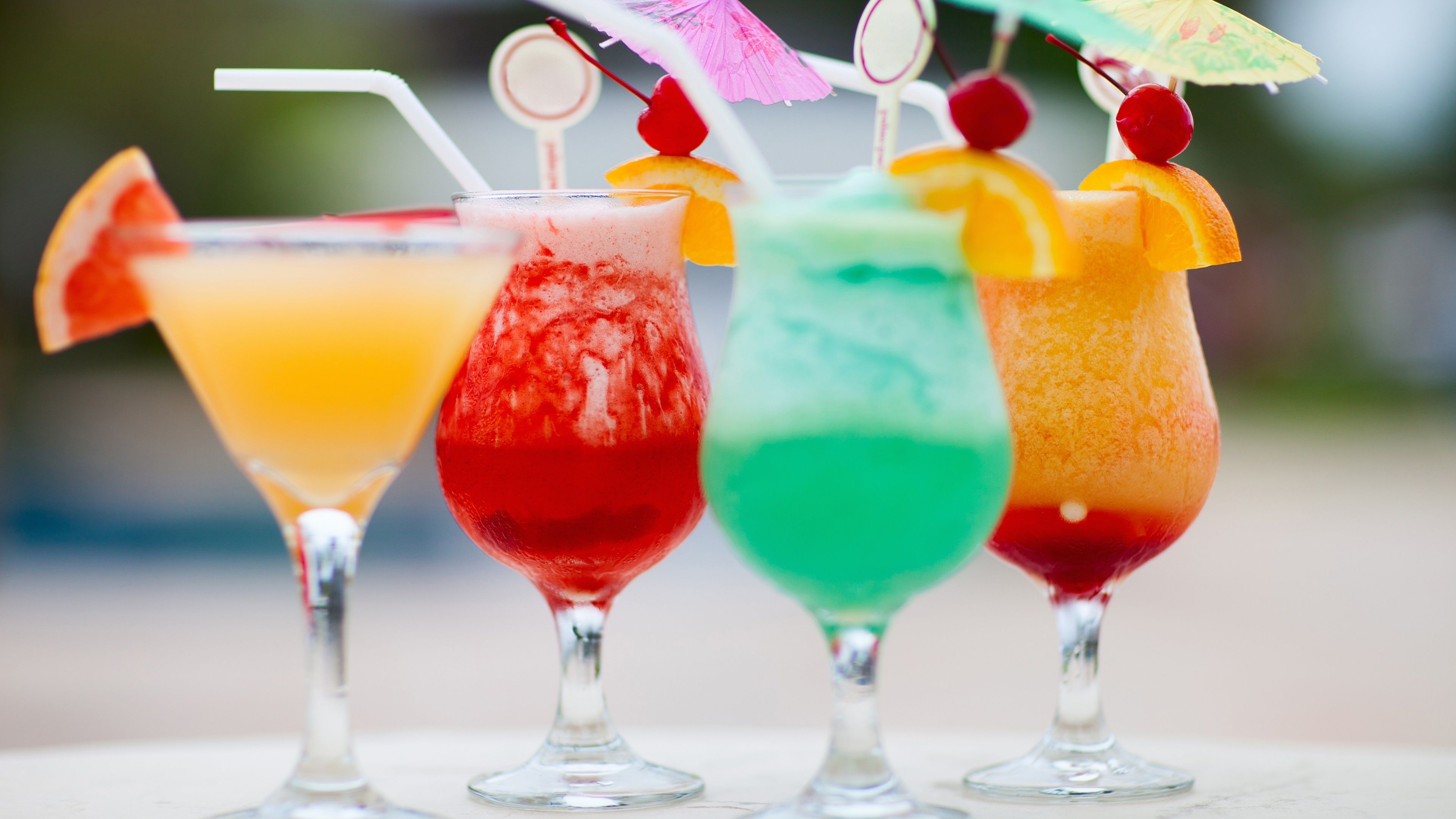 Wallpaper Fruit drinks, cocktail, cold, glass cups 3840x2160 UHD 4K Picture, Image
