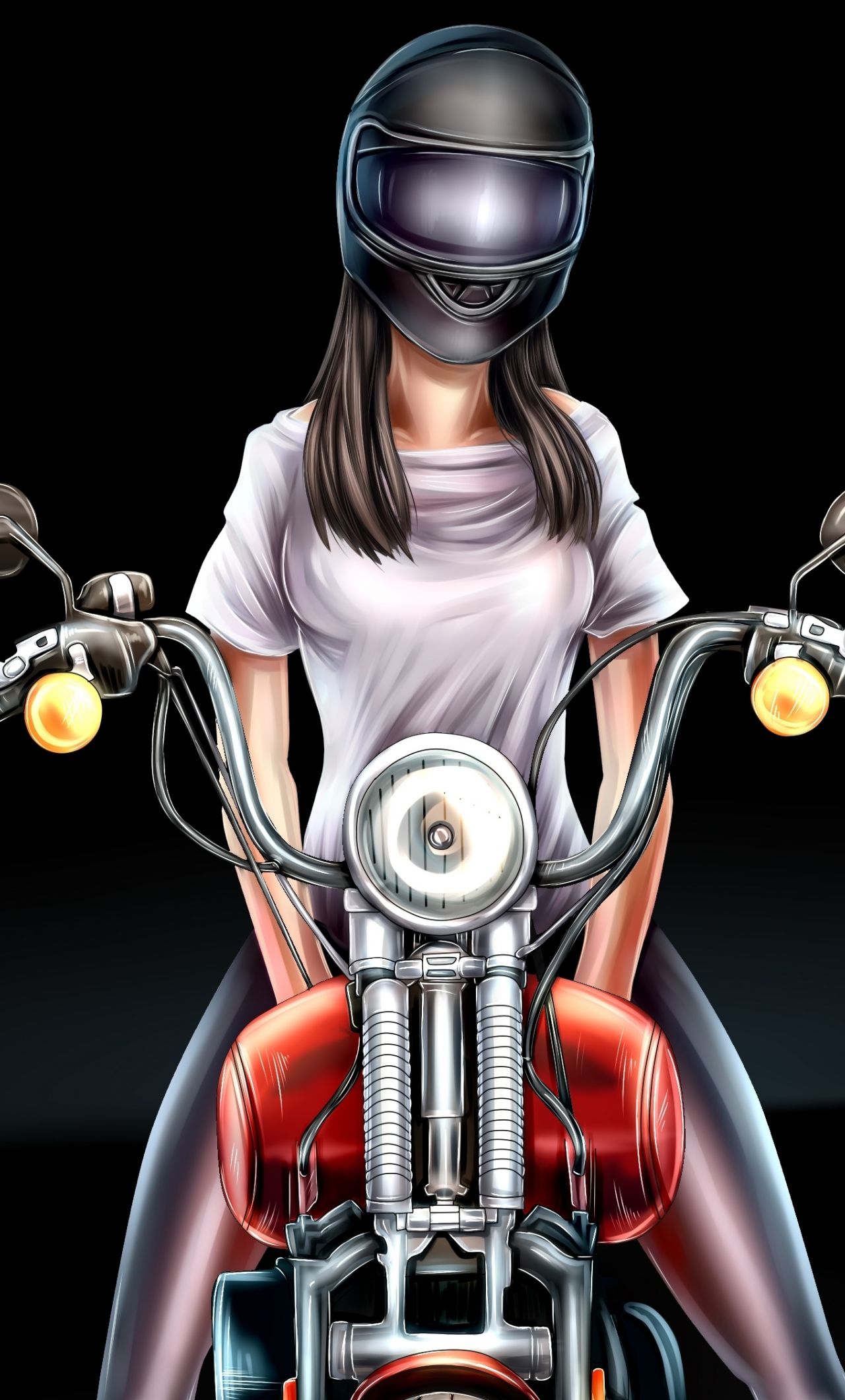 Download 1280x2120 wallpaper biker girl, digital art, iphone 6 plus, 1280x2120 HD image, background, 24077