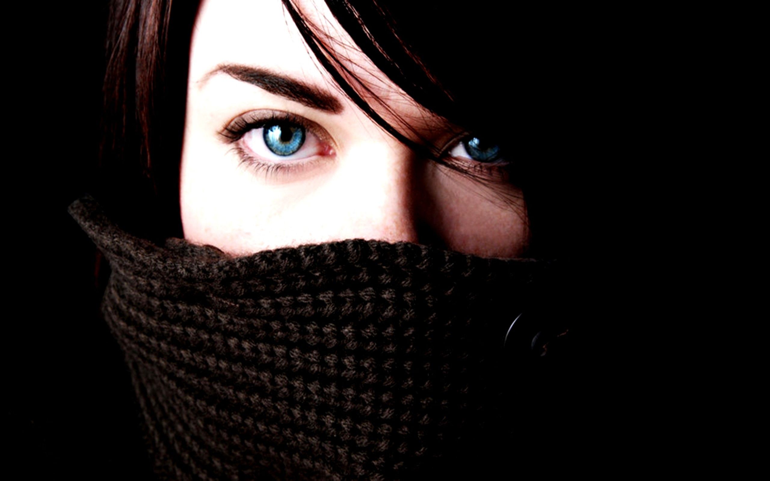 #women, #blue eyes, #eyes, #brunette, #scarf wallpaper. Mocah HD Wallpaper
