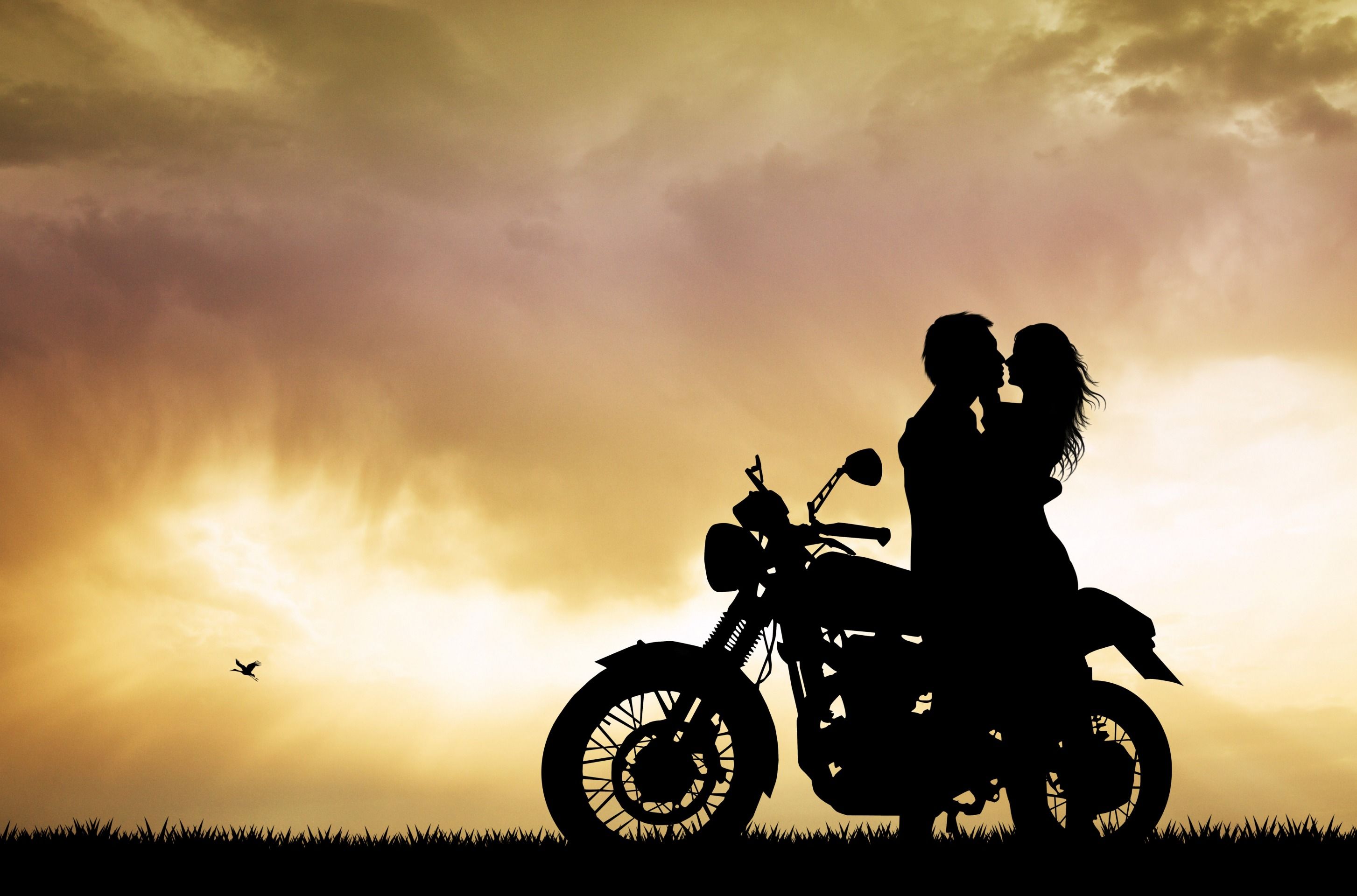 Download wallpaper summer, mood, romance, the evening, blur, silhouette, motorcycle, bike,. Motorcycle couple, Motorcycle couple picture, Motorcycle photography