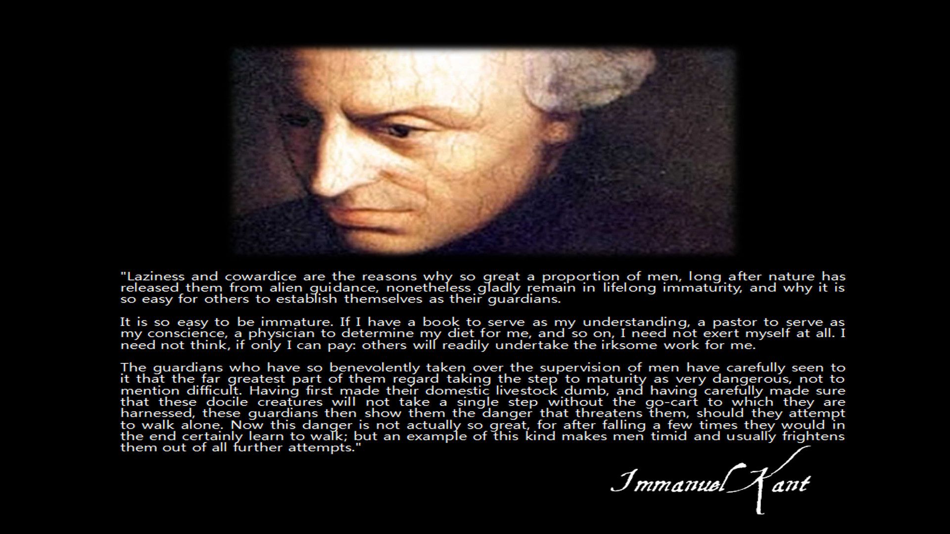 Immanuel Kant on Lifelong Immaturity [1920 X 1080]