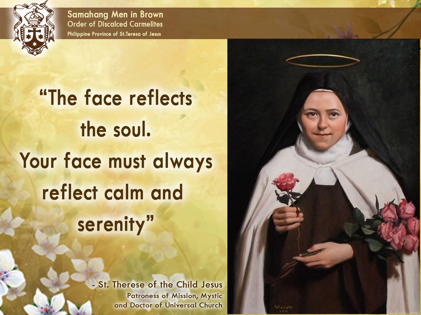 Daily Quote from St. Therese of the Child Jesus.. of Discalced Carmelites of Discalced Carmelites