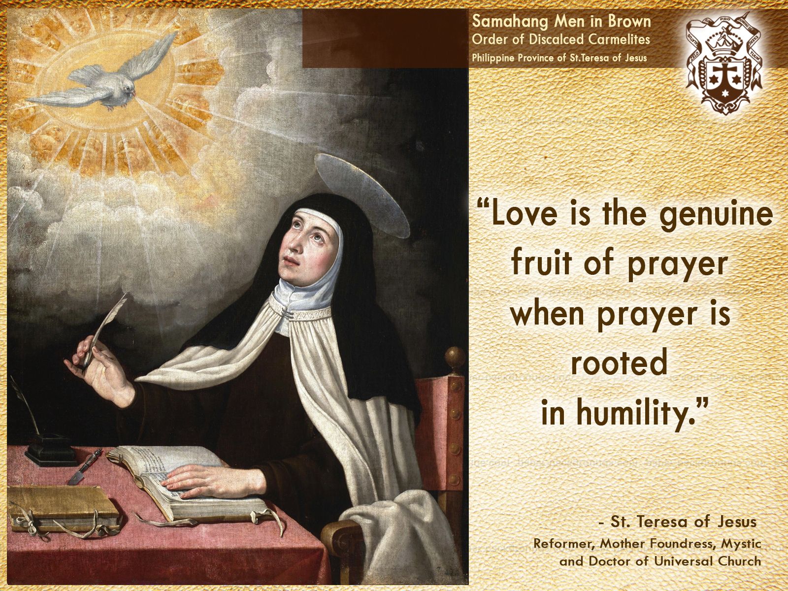 Daily Quote from St. Teresa of Jesus.. of Discalced Carmelites of Discalced Carmelites