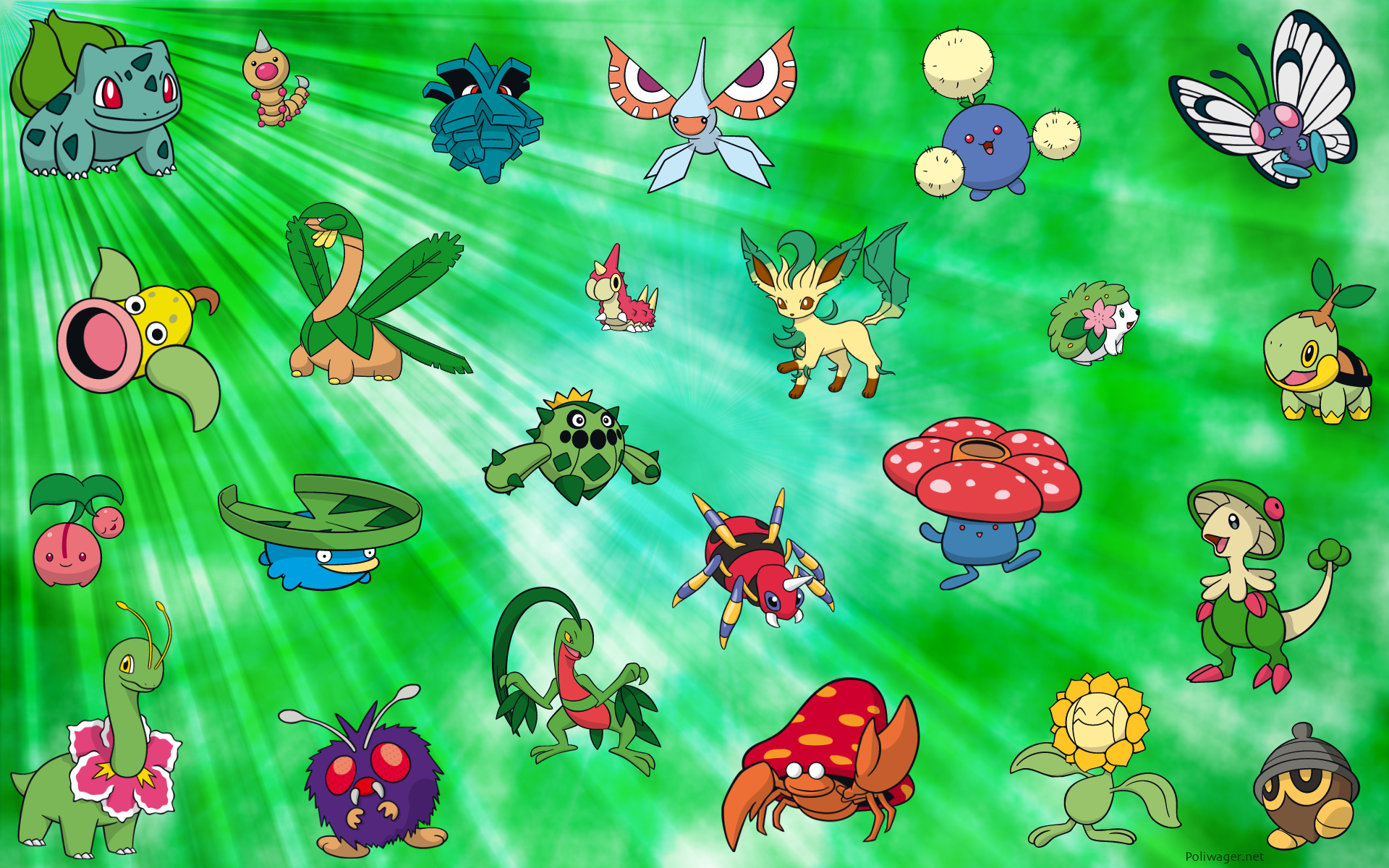 Wallpaper. Grass pokémon, Pokemon, Type pokemon