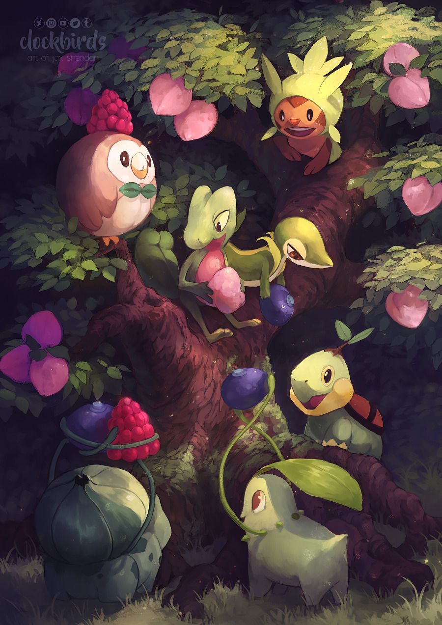 grass starters! > my art tag. Pokemon painting, Cute pokemon wallpaper, Grass pokémon