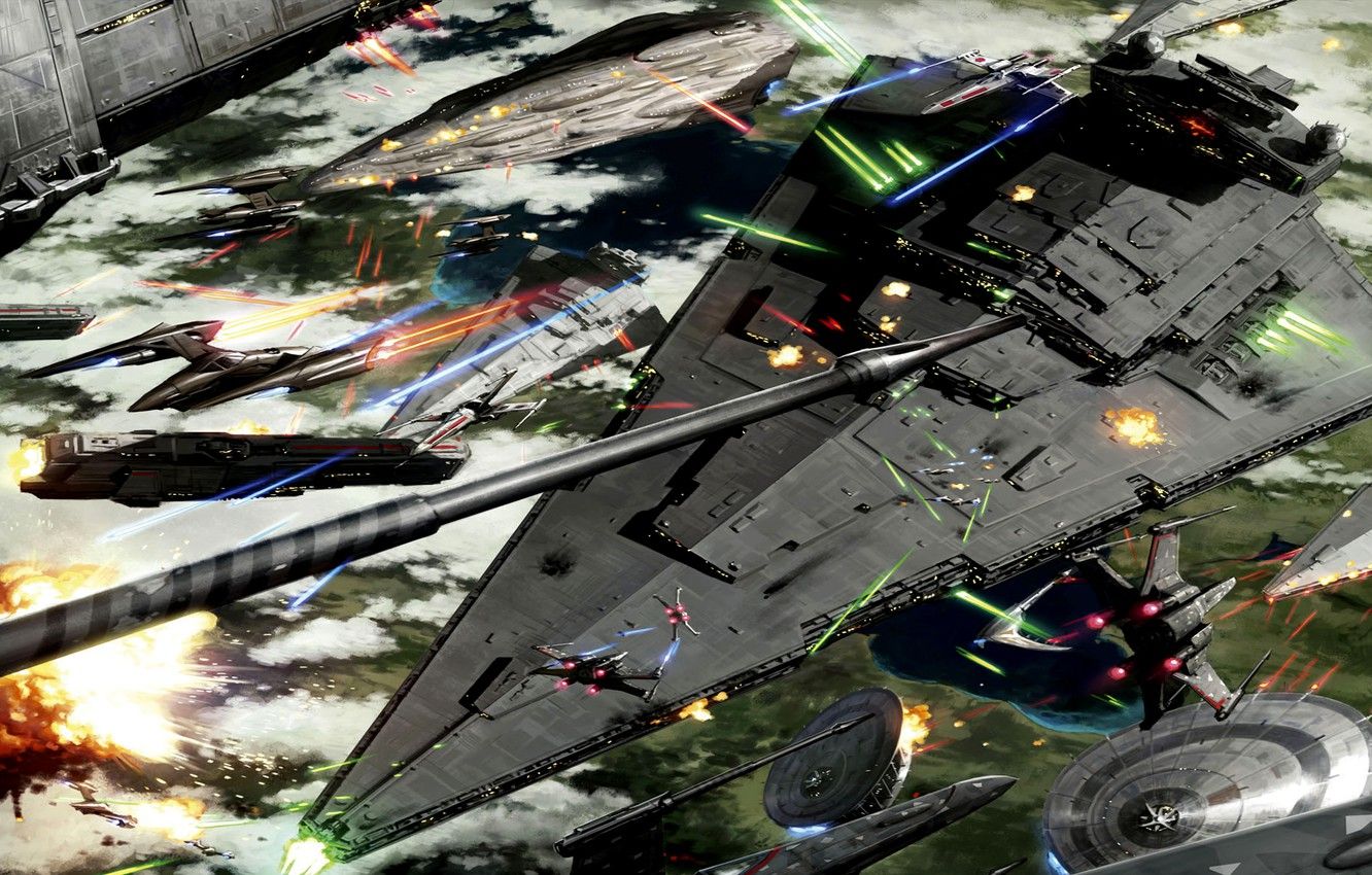 Wallpaper Star Wars, Art, Space Battle, Battle of Kashyyyk image for desktop, section фантастика