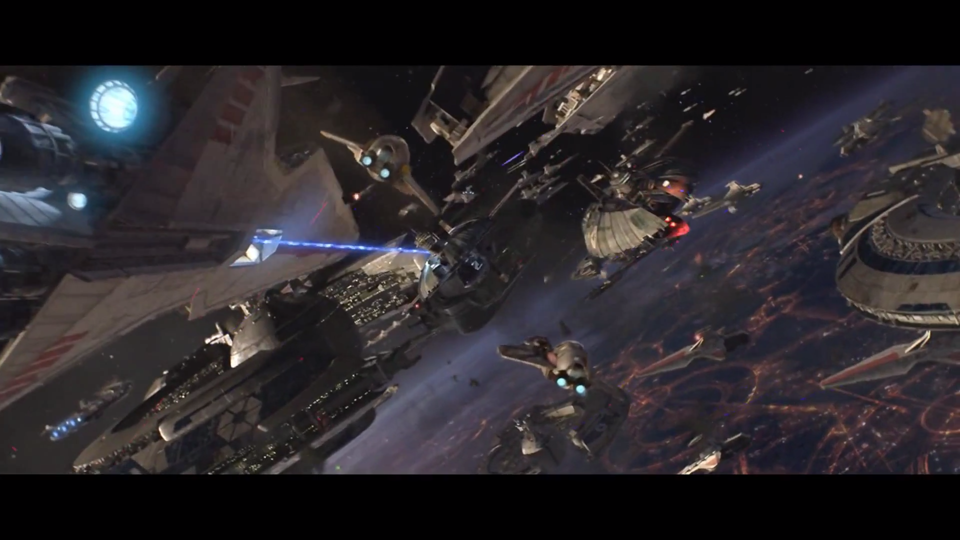 RotS. Battle over Coruscant. Star wars canon, Star wars ships, Space battles